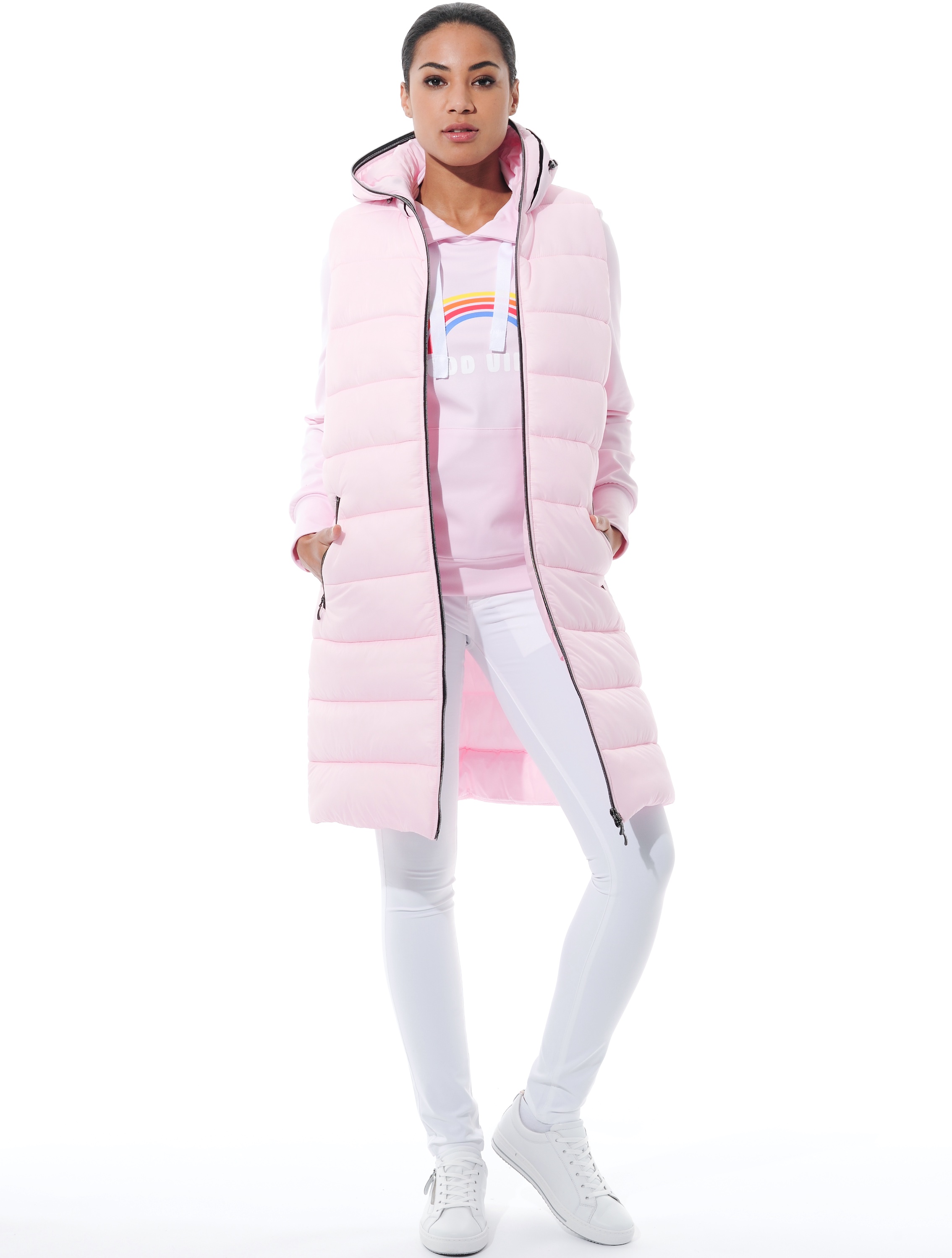 puffer long vest macaron 