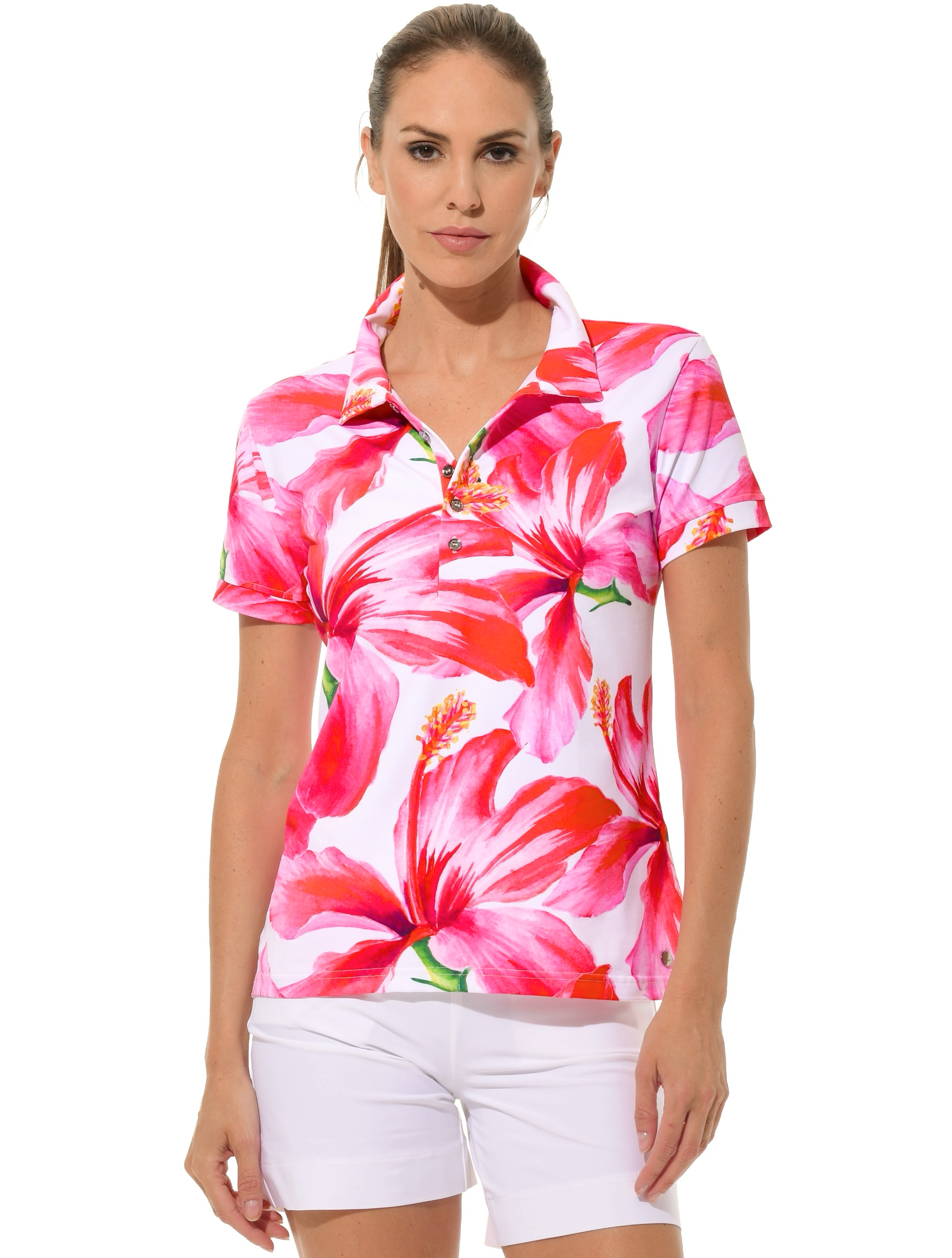 Hibiscus Print Golf Poloshirt