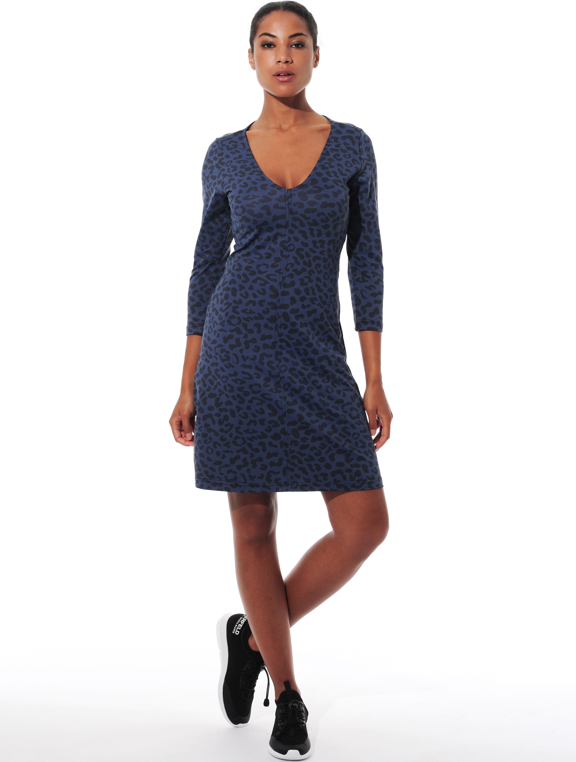 Jaguar print dress navy/black 