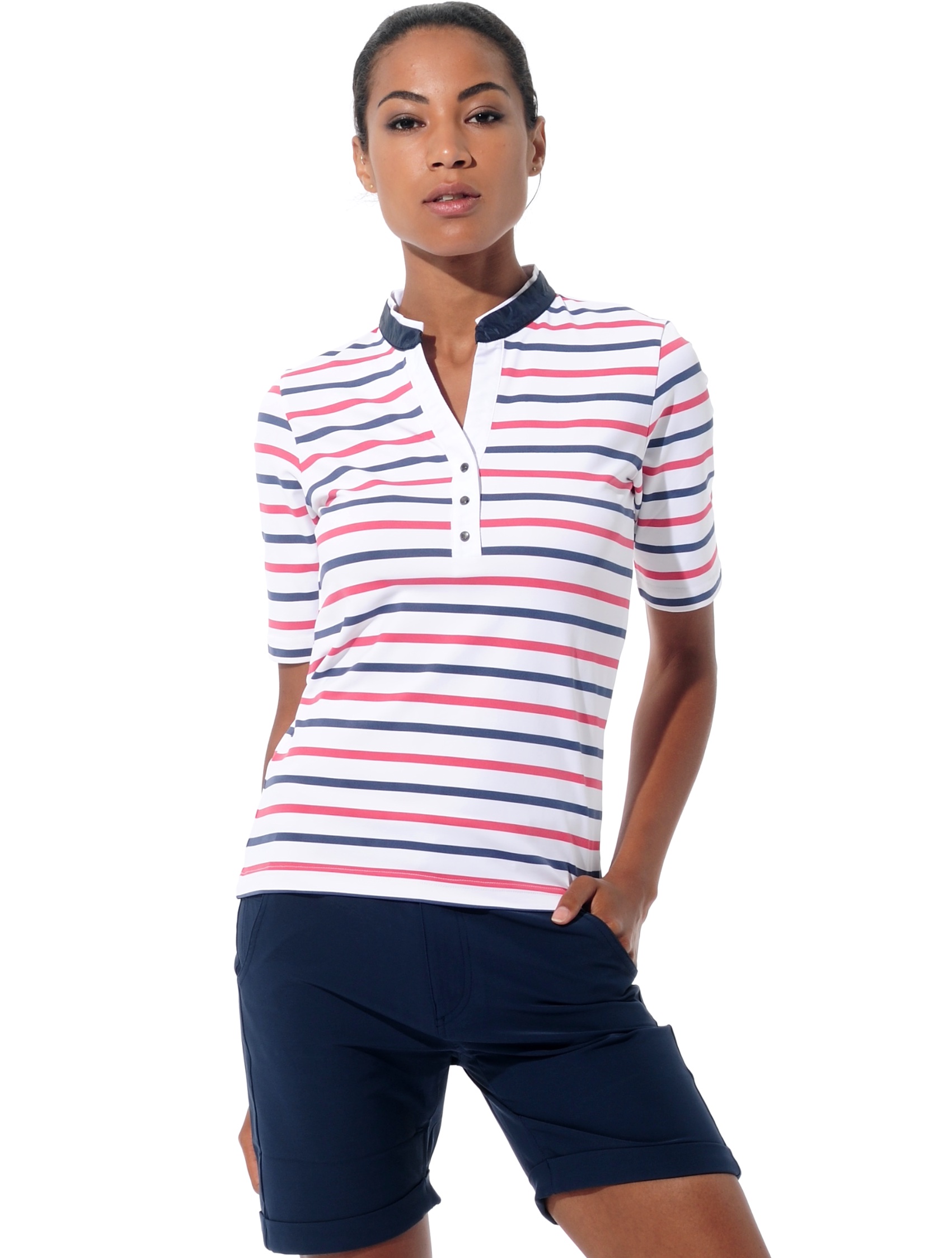 St. Tropez print polo shirt red/navy 