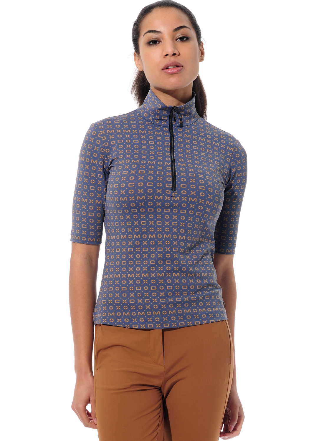 Classic print polo shirt night blue/ocre 