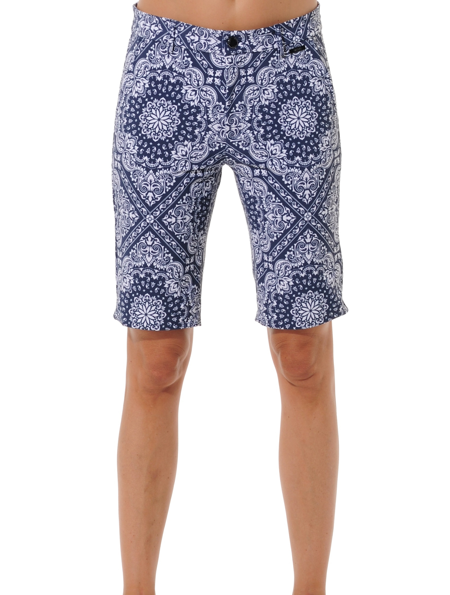 Bandana print golf bermuda shorts navy