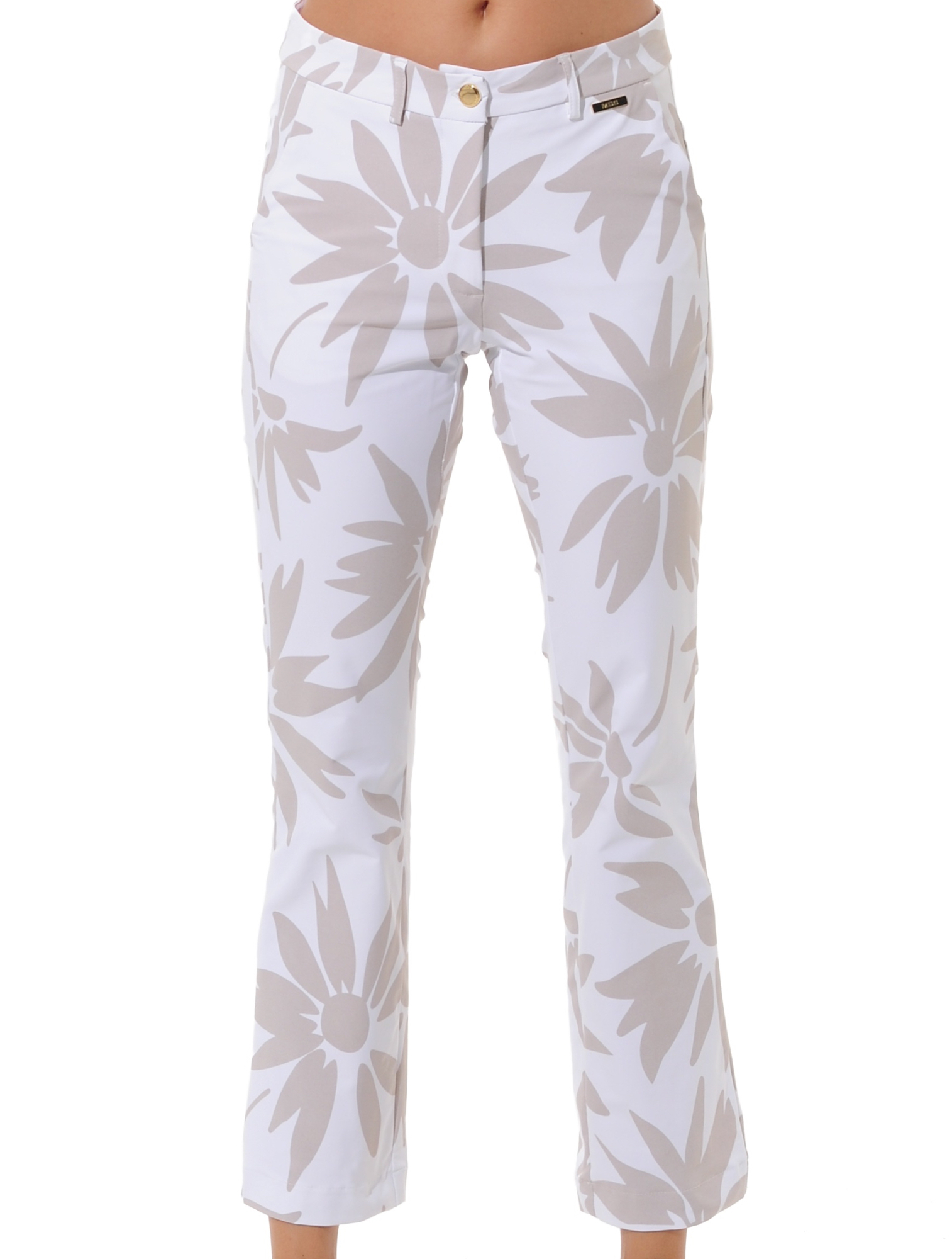 Daisies print chinos light taupe