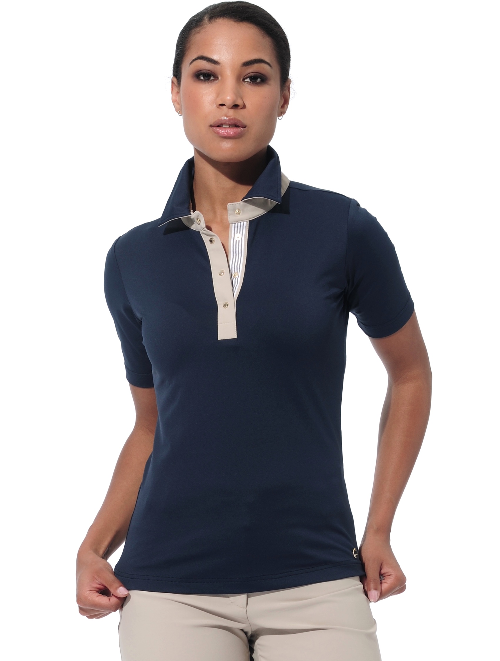 Jersey Golf Poloshirt navy/light taupe
