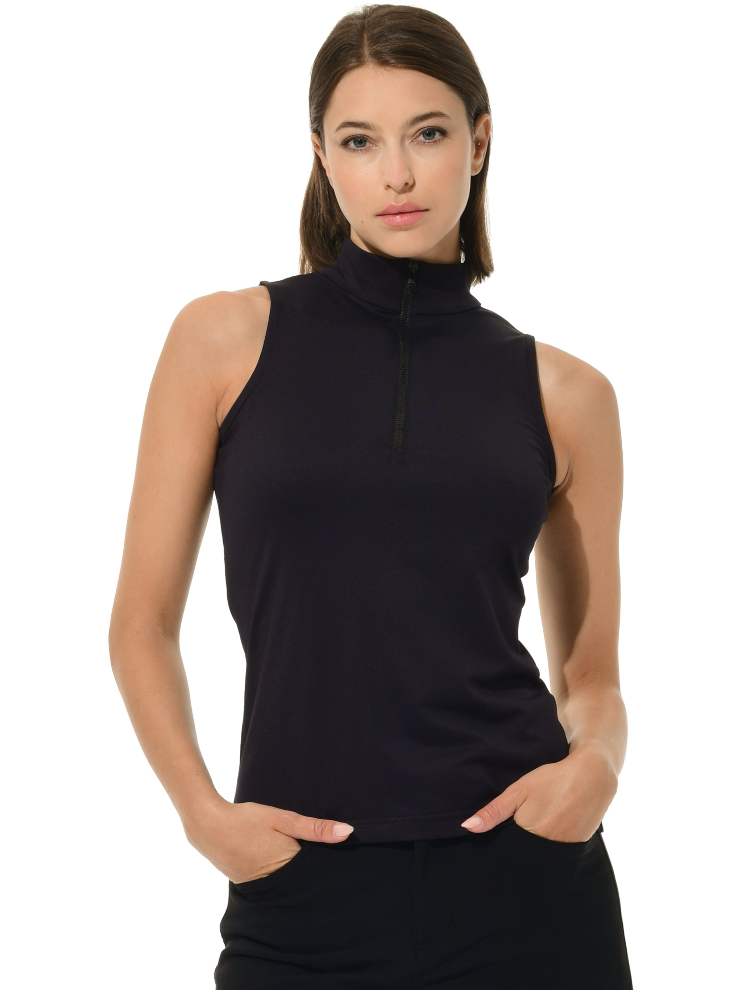 Jersey Zip Polo Shirt black