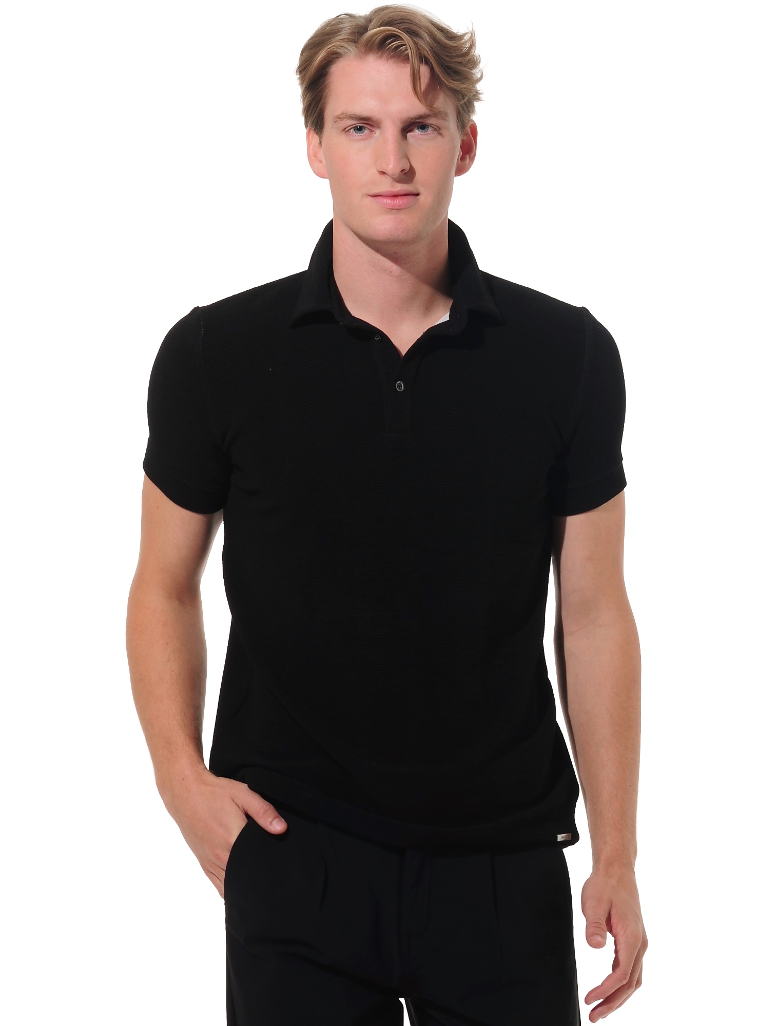 Towelling golf polo shirt black 