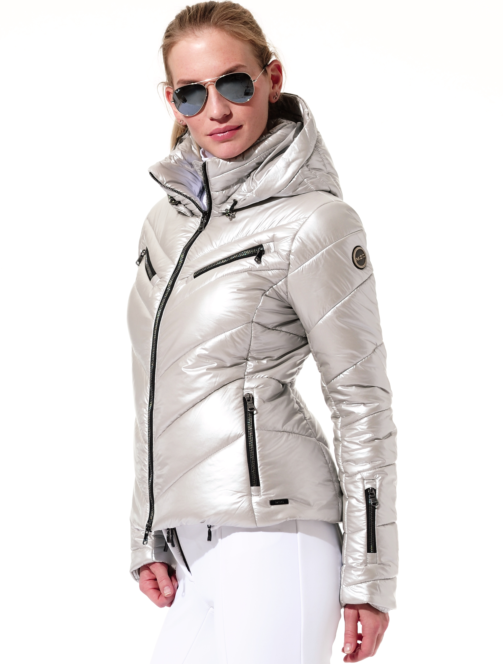 shiny ski jacket silver 