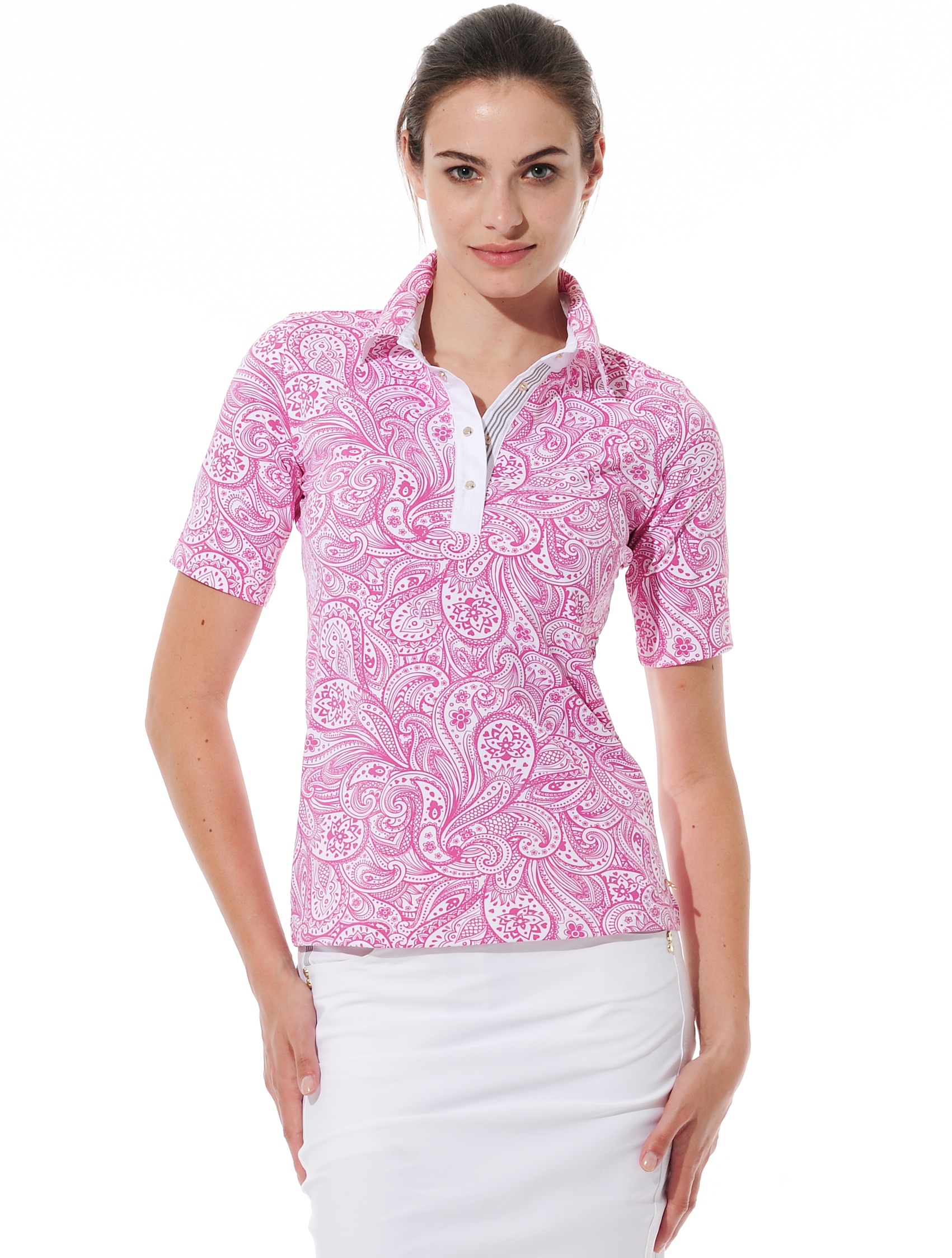 Paisley print polo shirt flamingo 