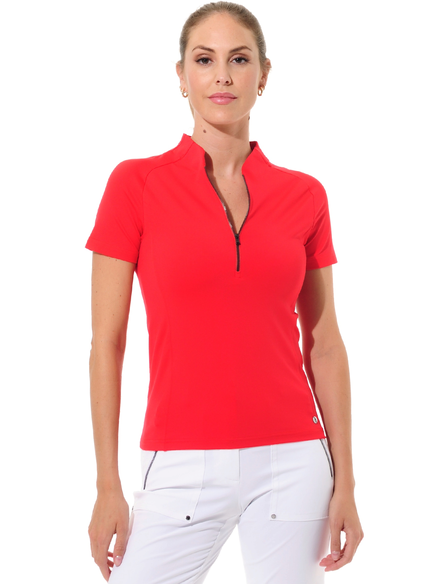 Jersey Zip Poloshirt red