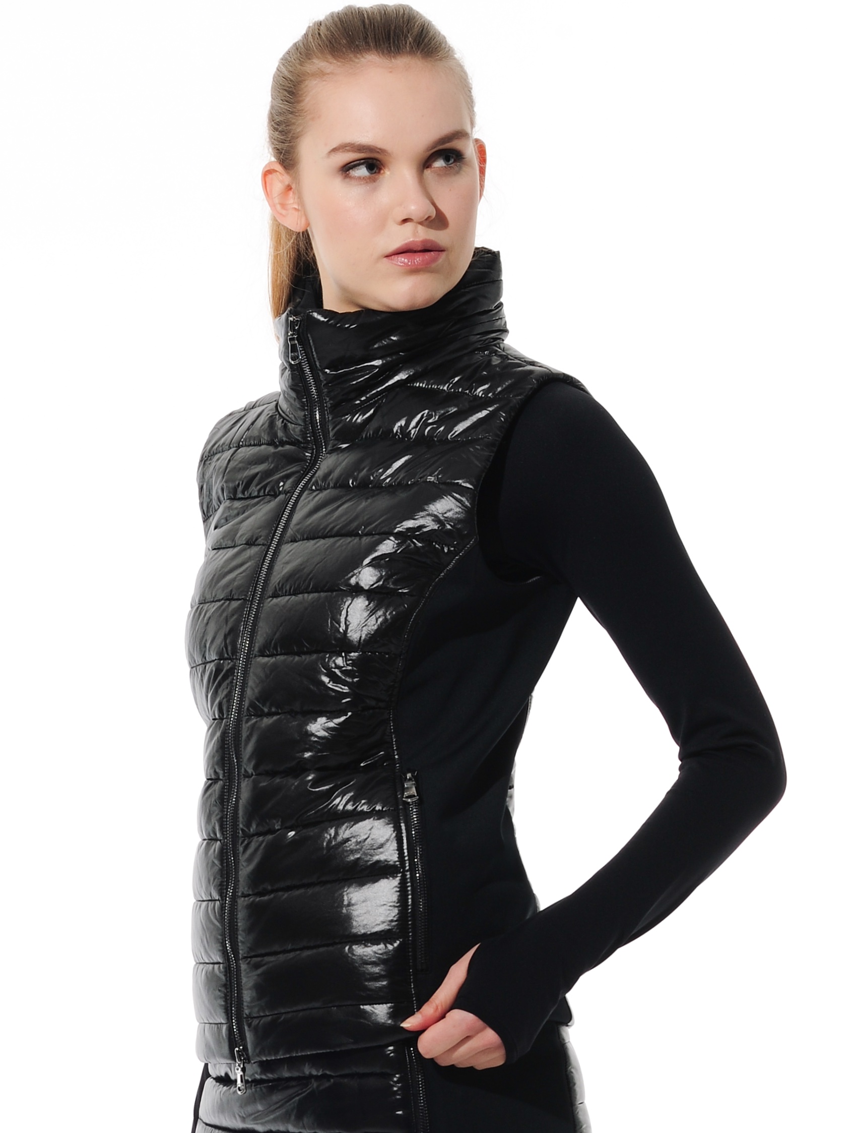 shiny power stretch vest black 