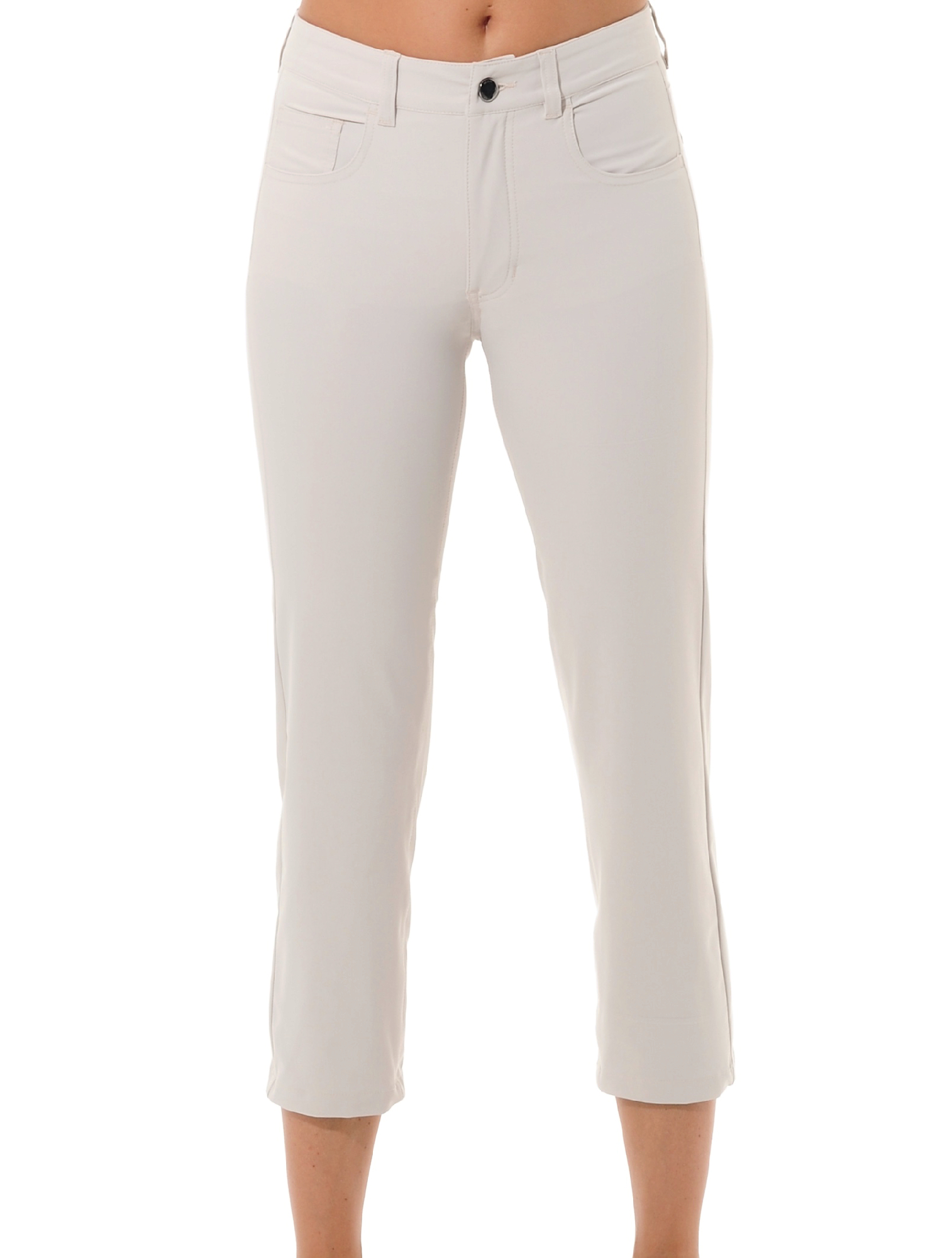 4way stretch cropped straight cut pants linen 