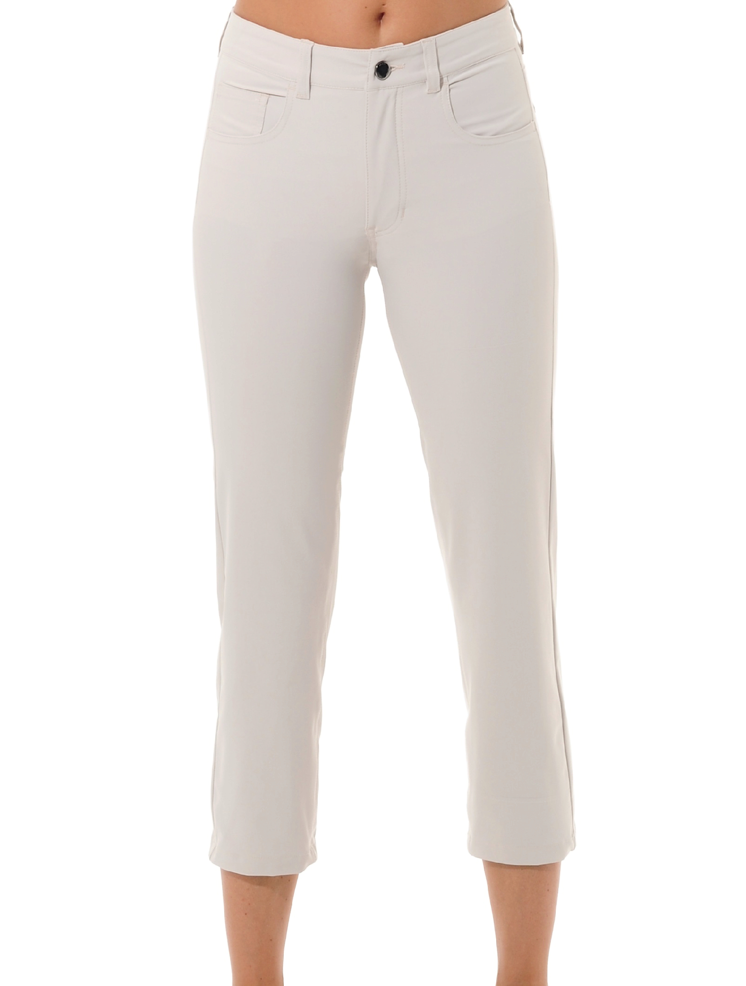 4way Stretch Cropped Straight Cut Pants linen