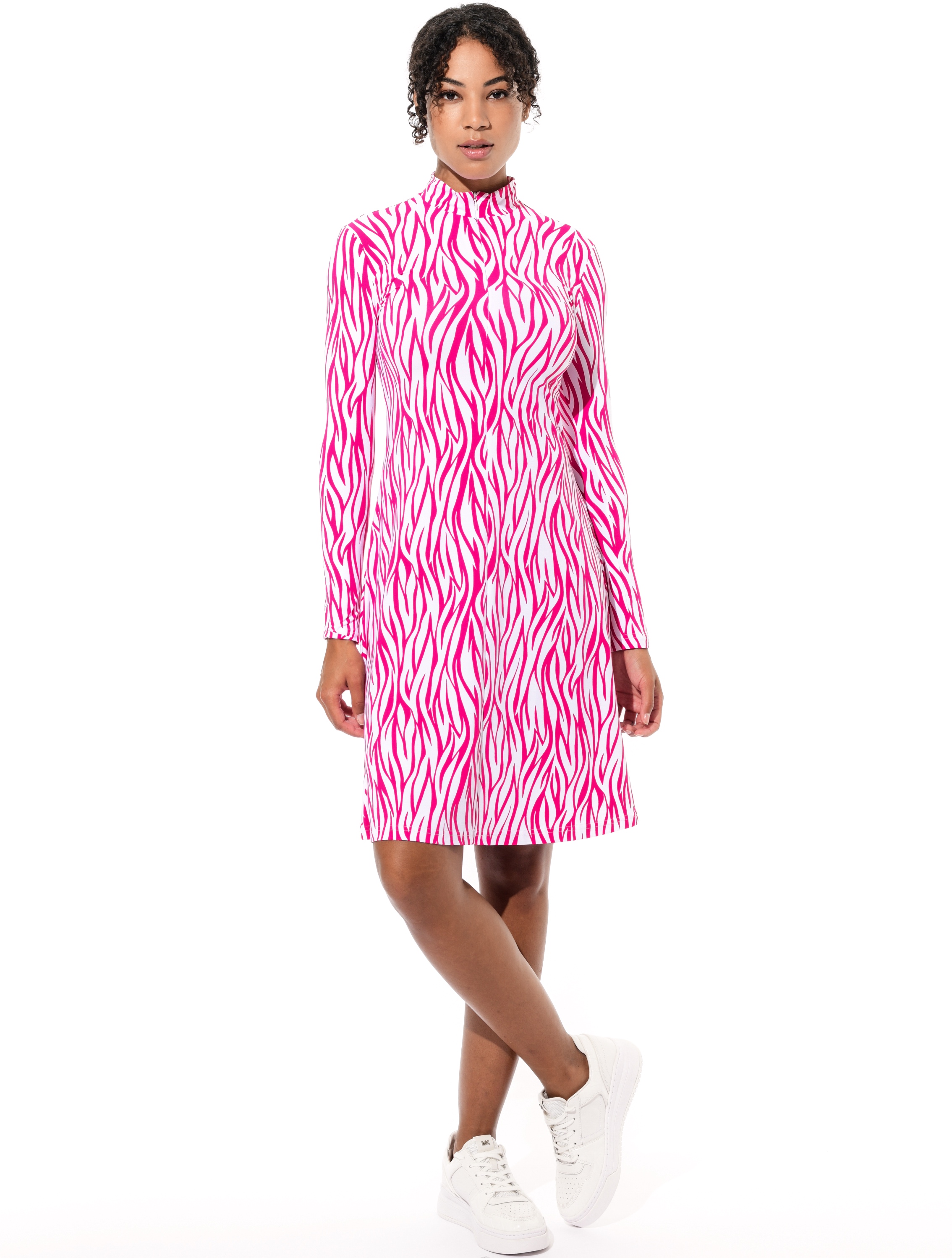 Zebra Skin Print Kleid flamingo