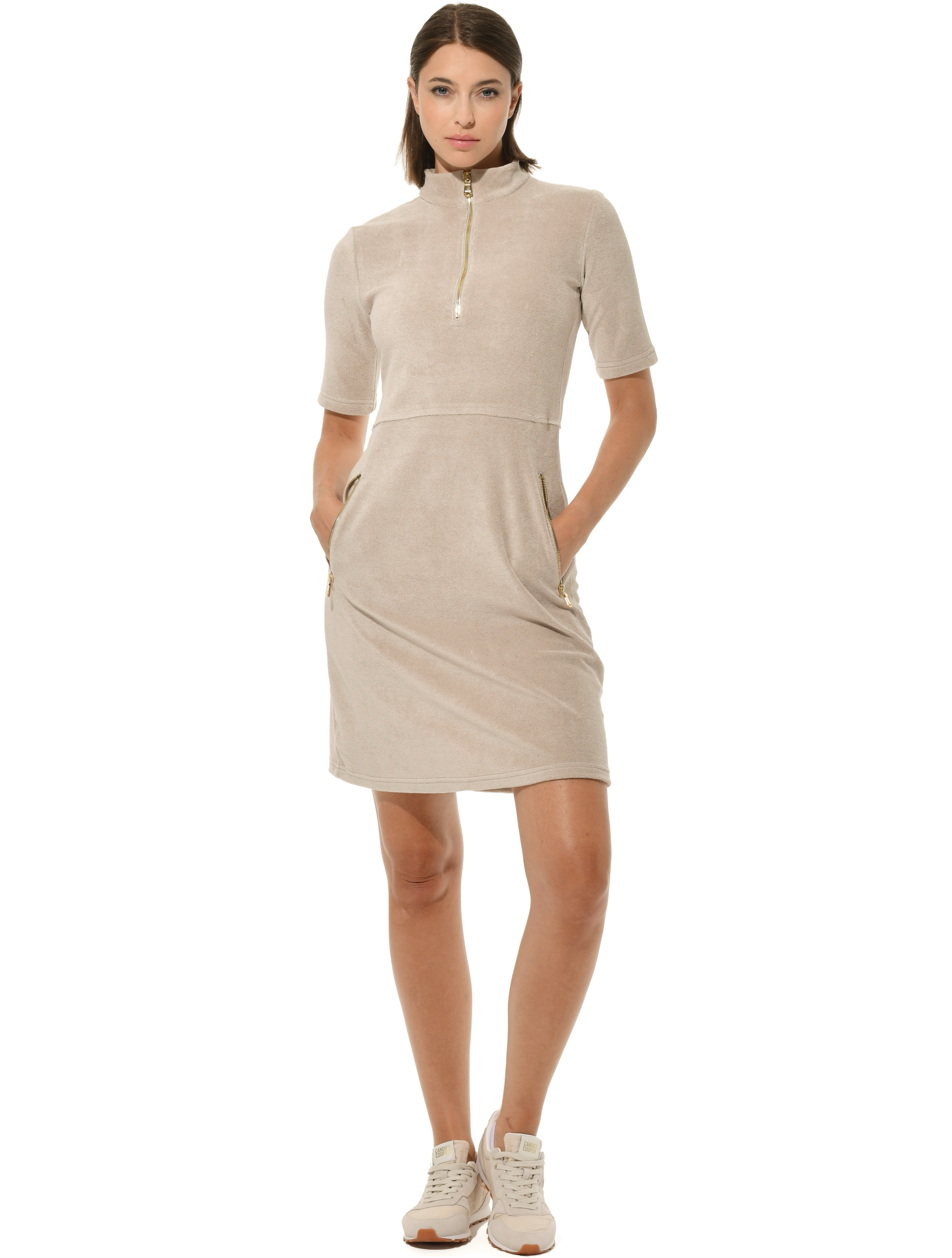 Terry Zip Golf Kleid light taupe