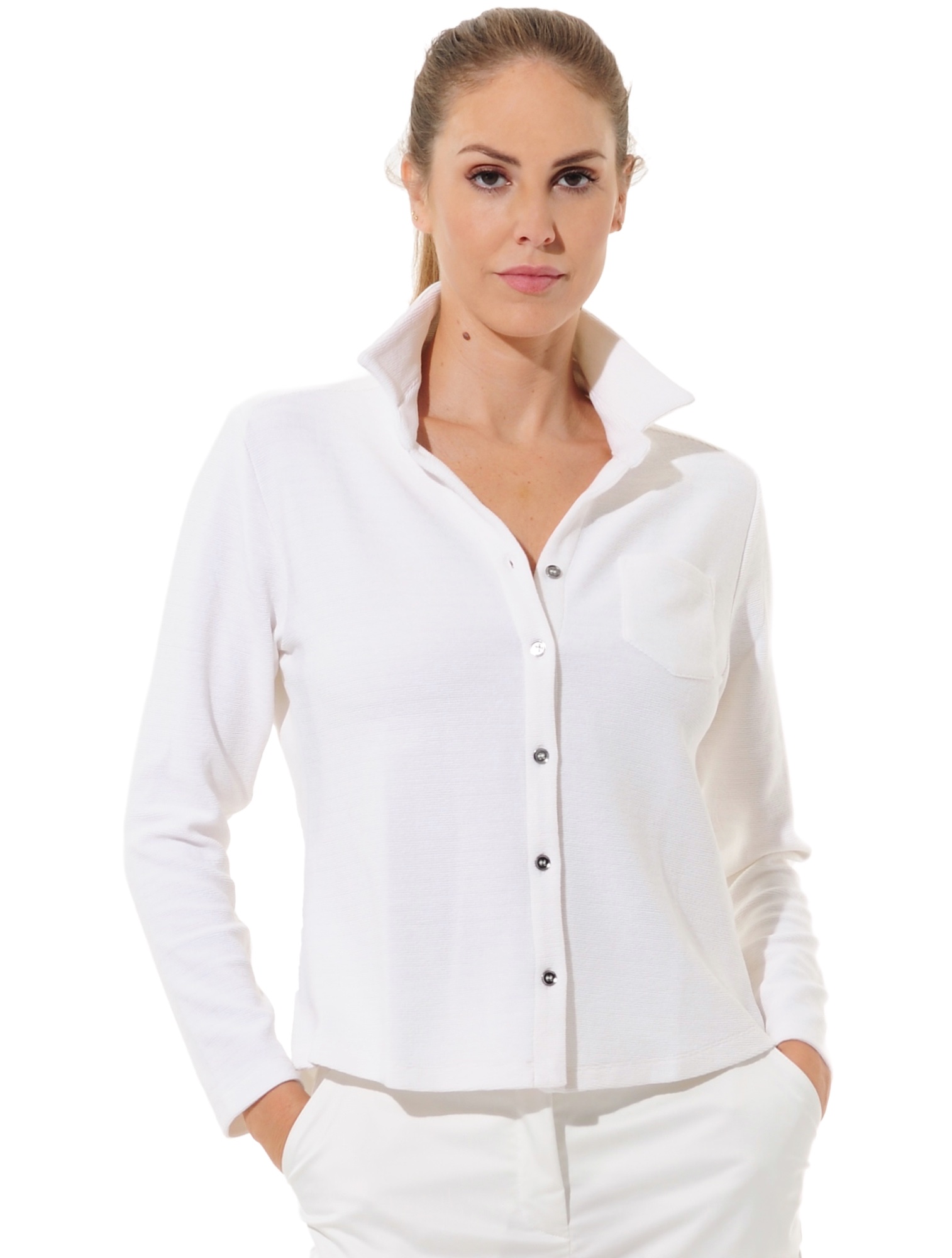 Towelling golf polo shirt white