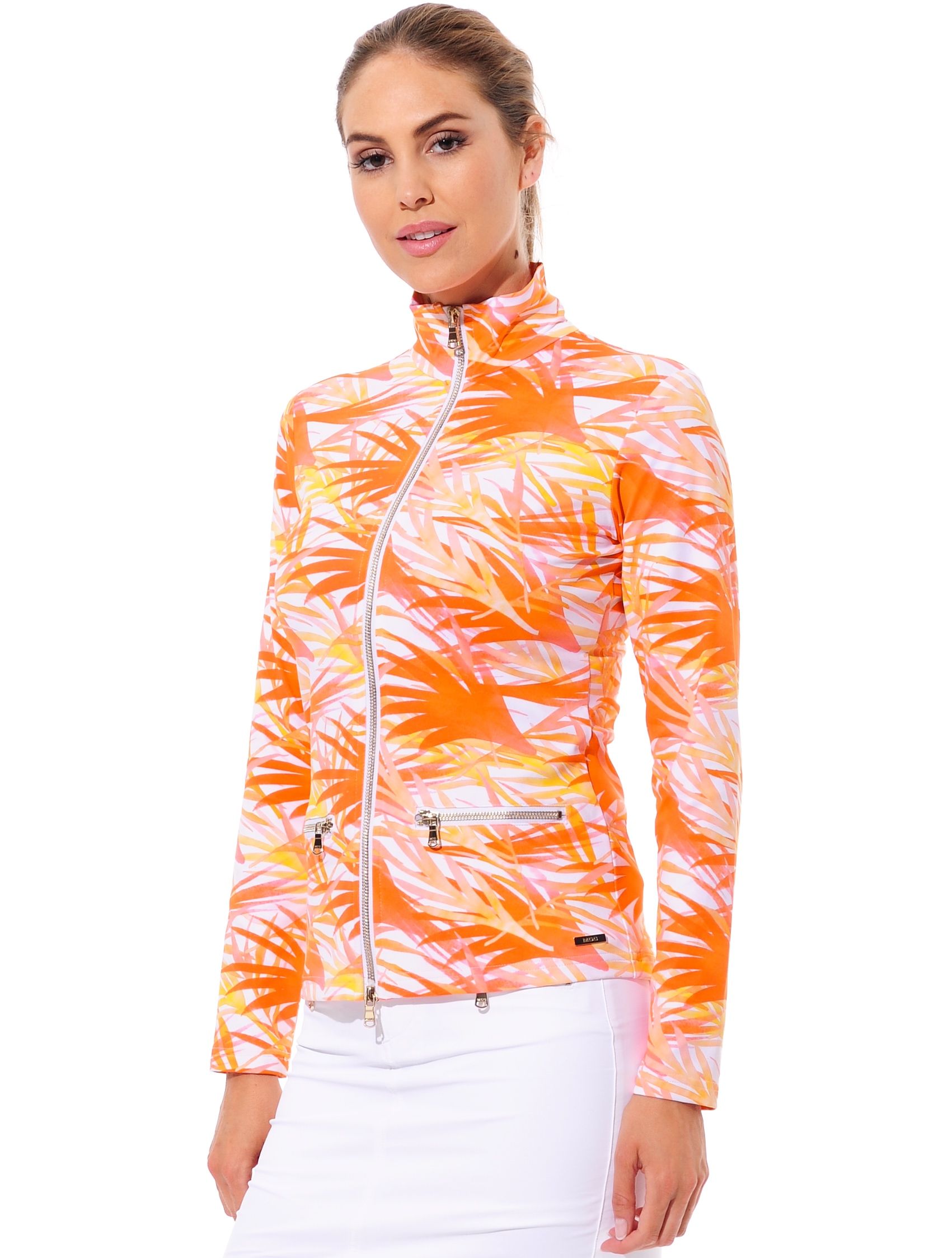 Watercolor print jacket papaya 