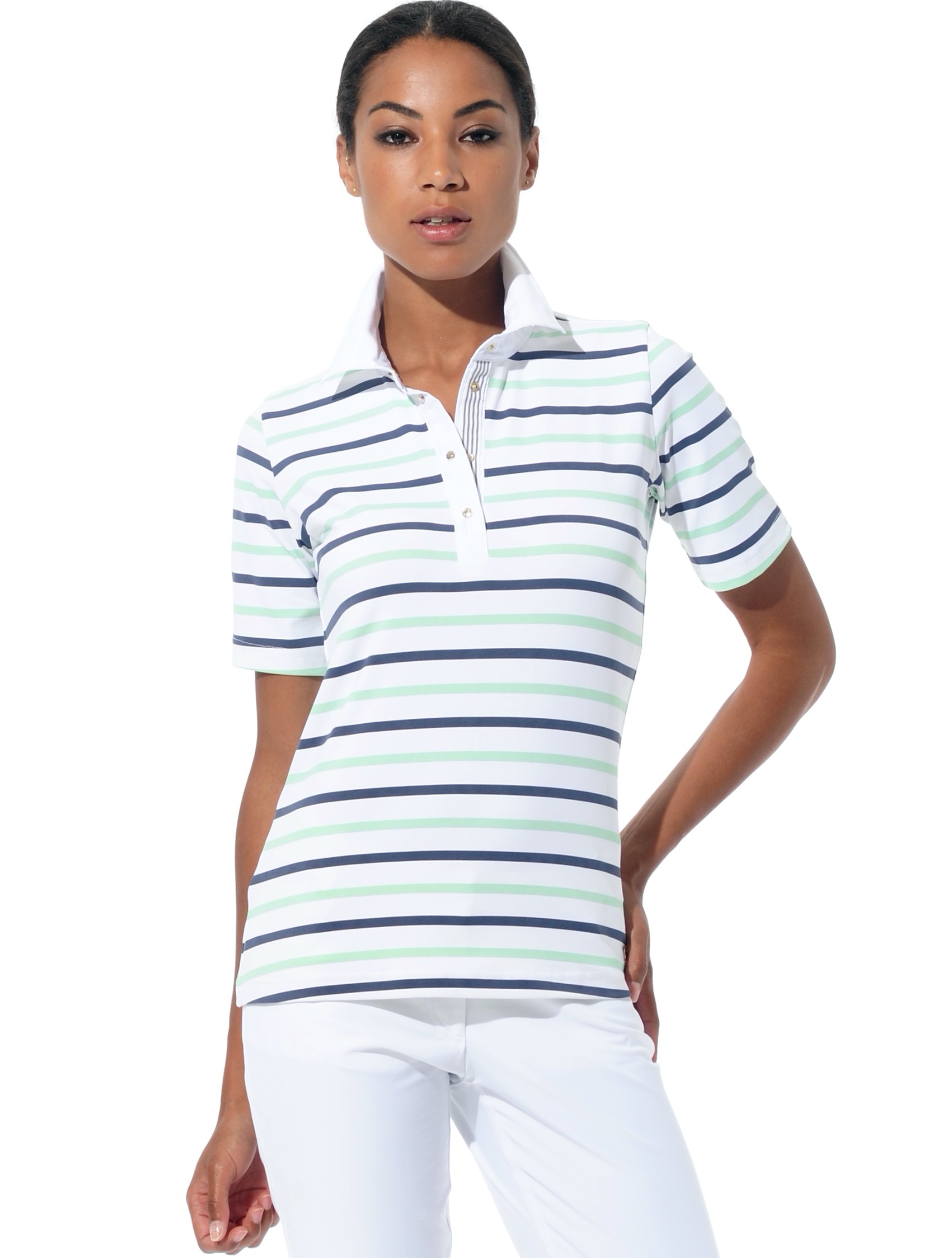 St. Tropez print polo shirt neo mint/night blue 