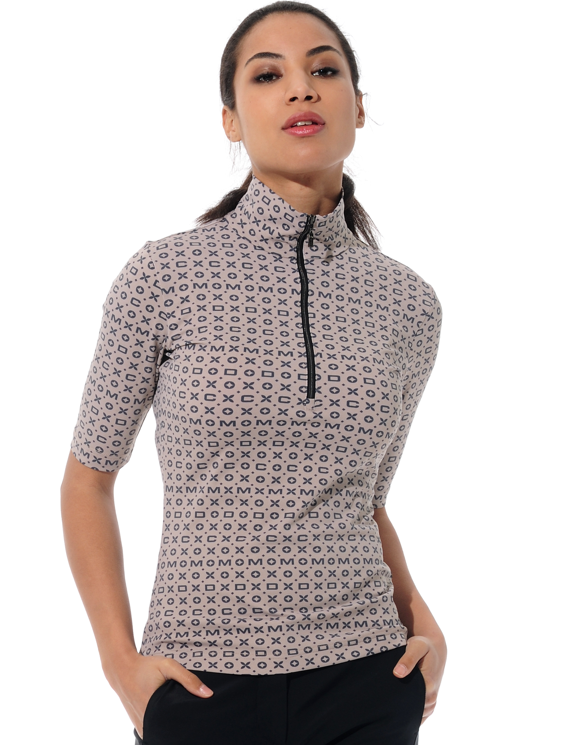 Classic Print Polo taupe/black