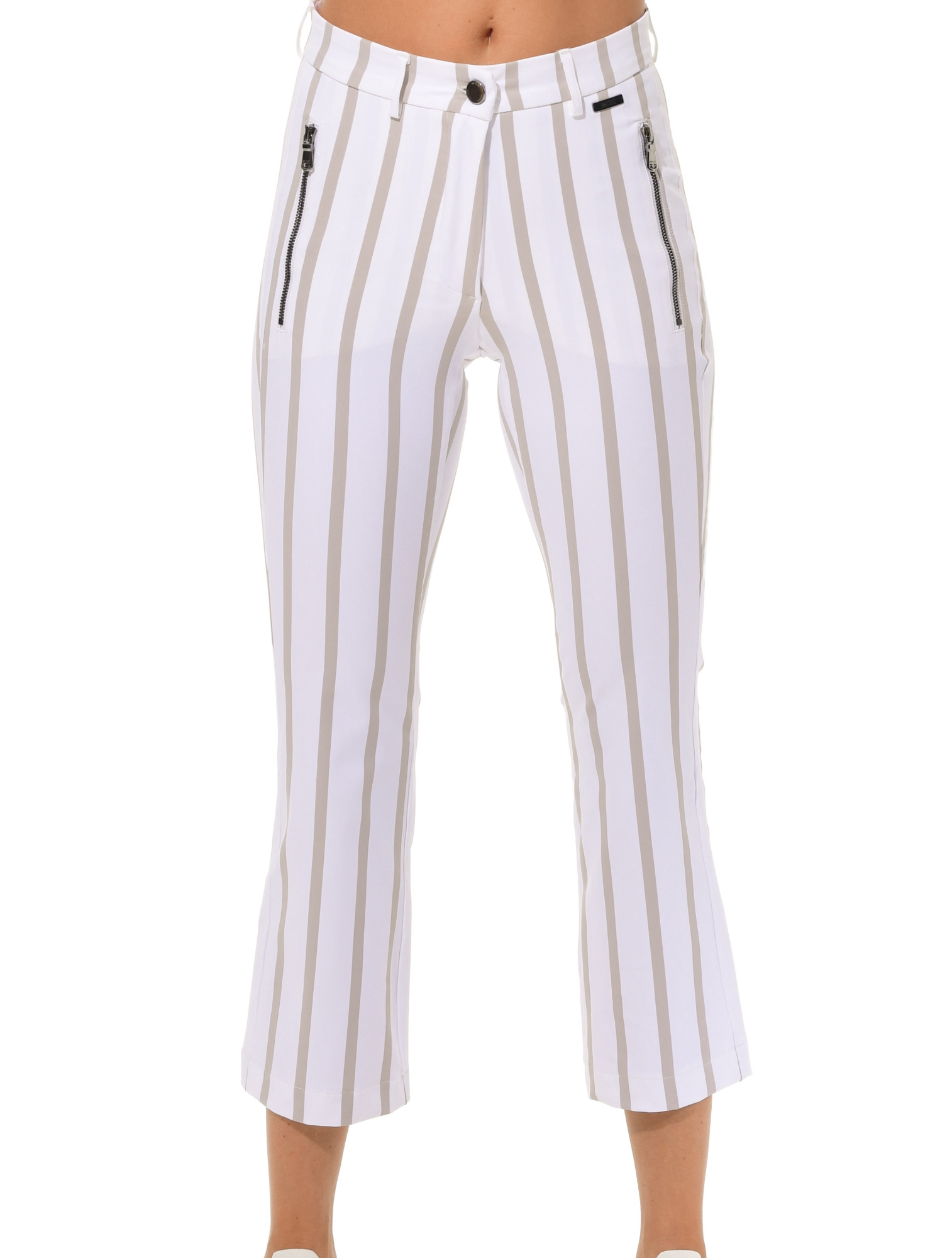 Riviera print boot cut cropped chinos sage grey