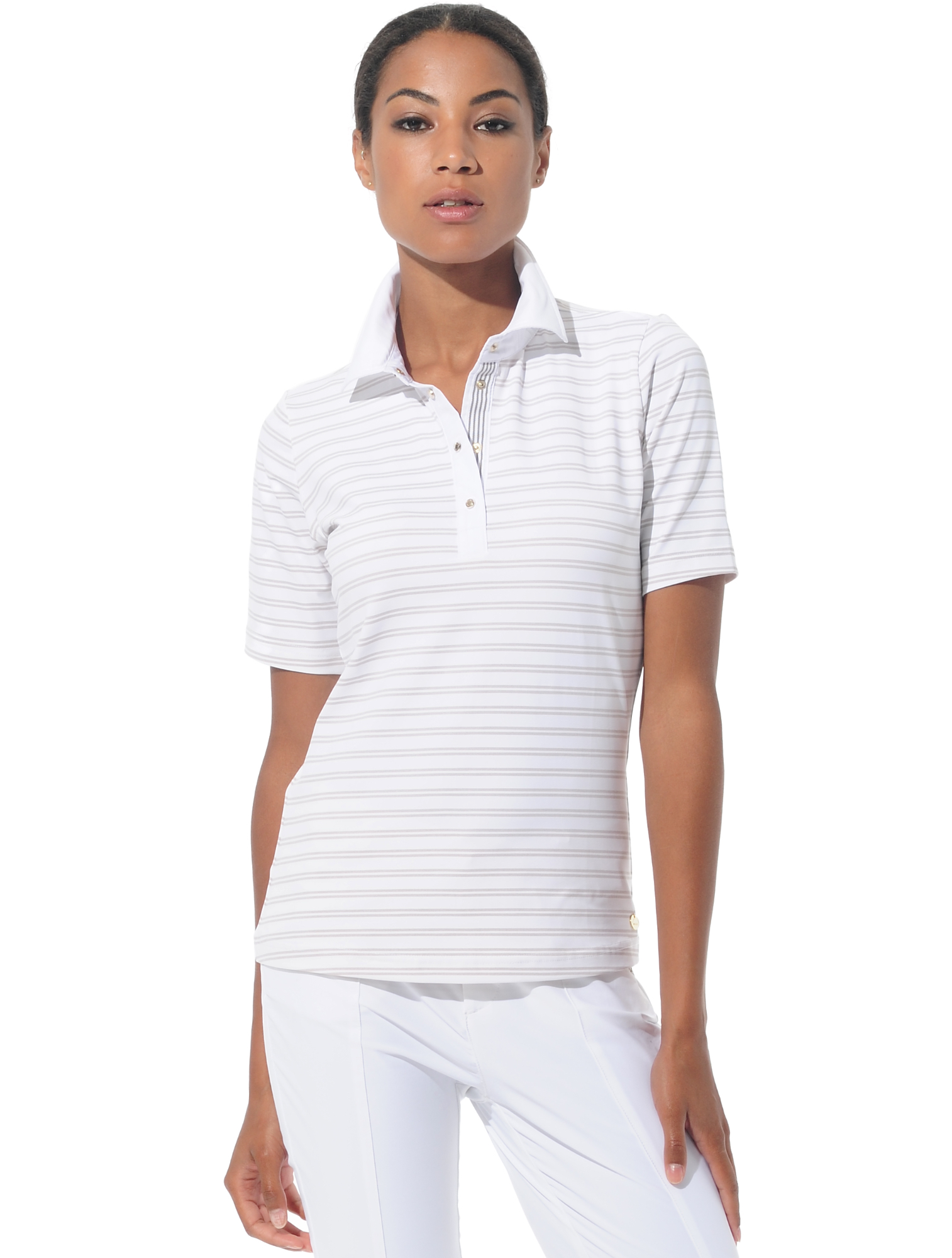 Maritime print golf polo shirt light taupe