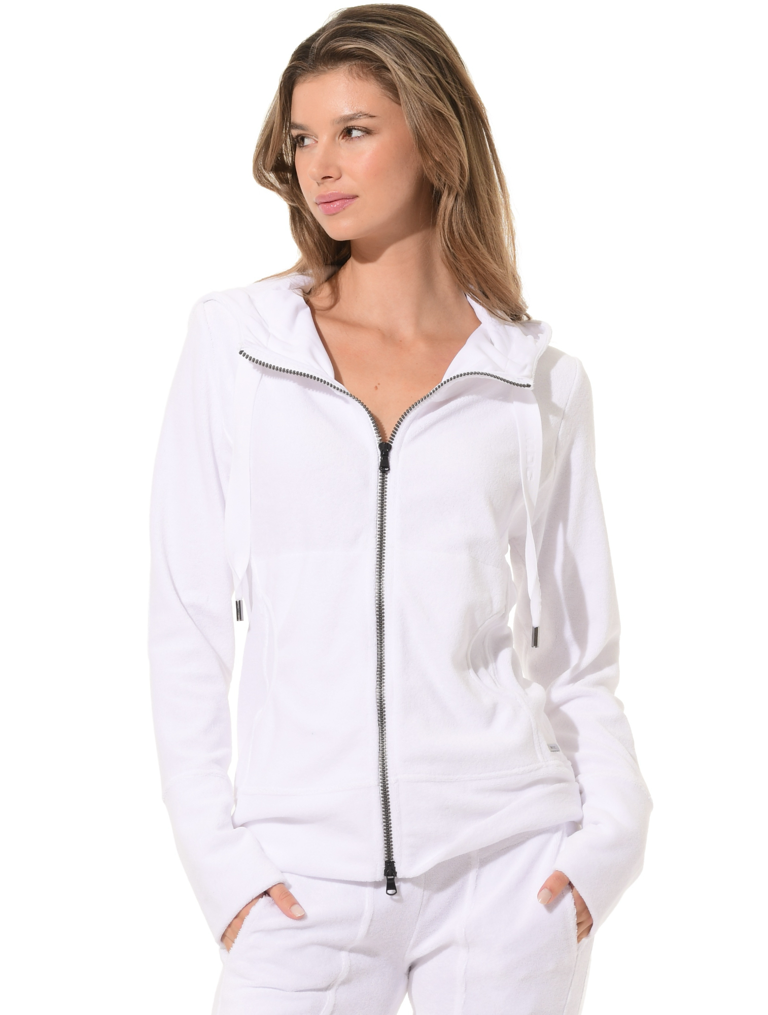 Terry Full Zip Hoodie white