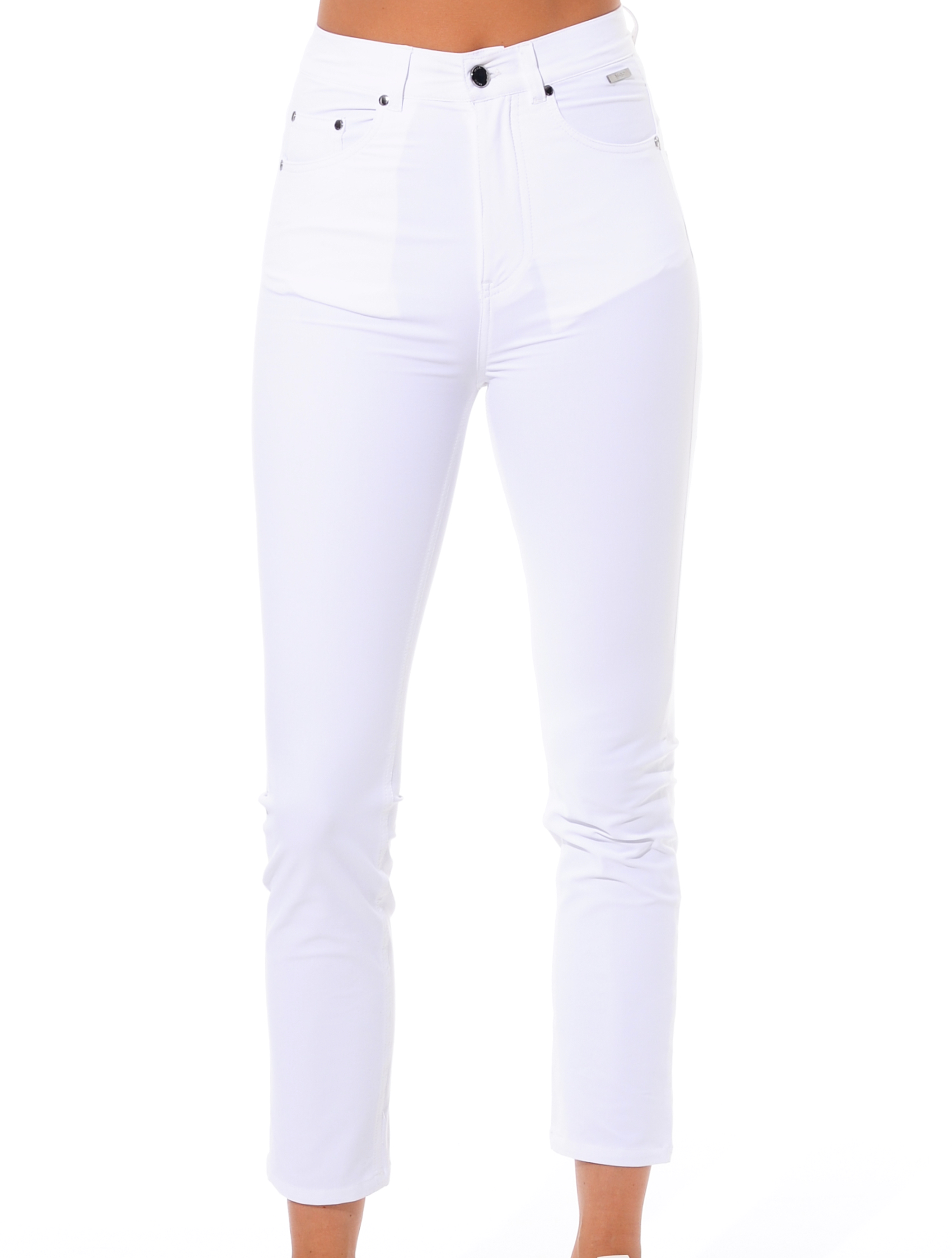 4way Stretch High Waist Ankle Pants white