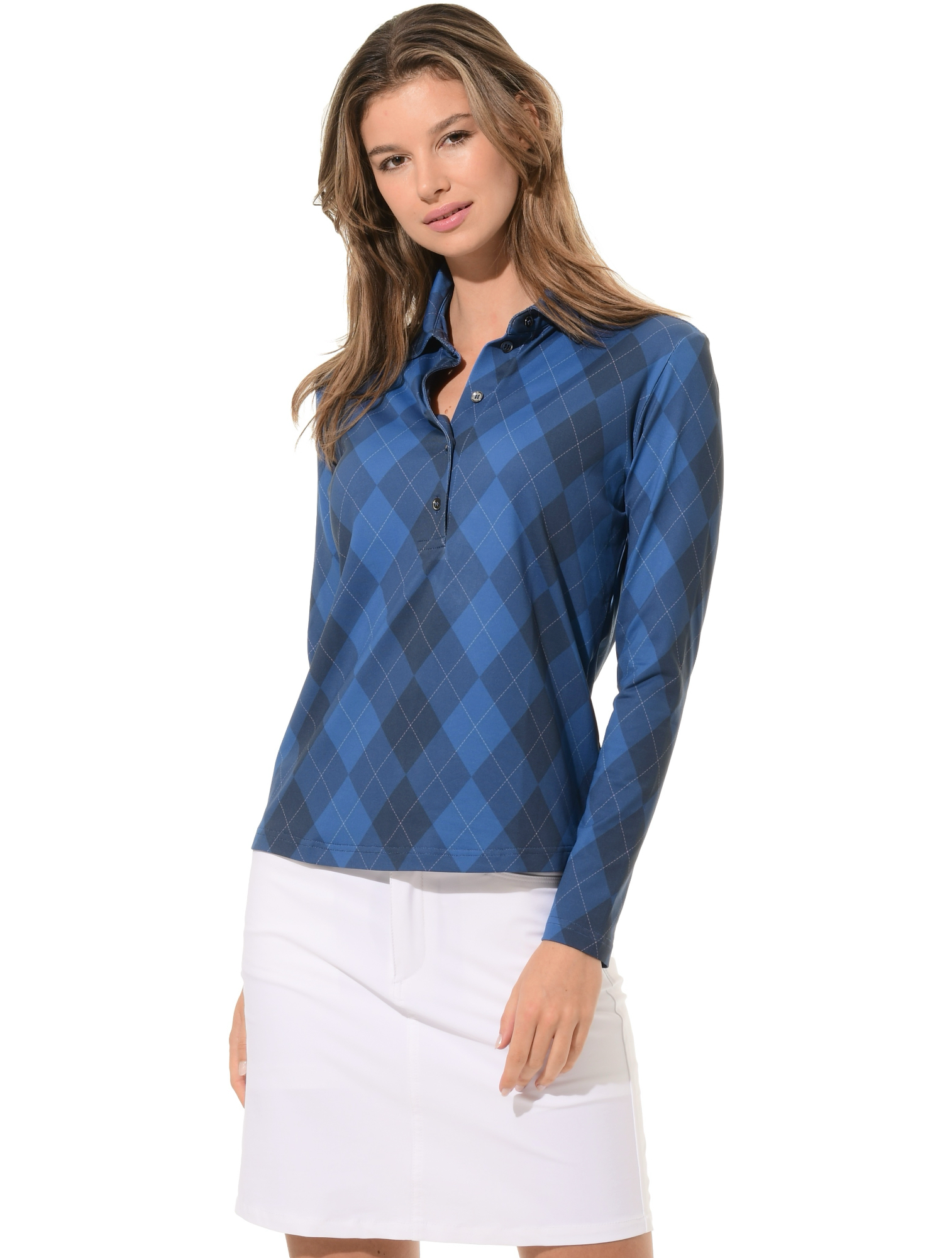 Argyle Print Golf Poloshirt blue