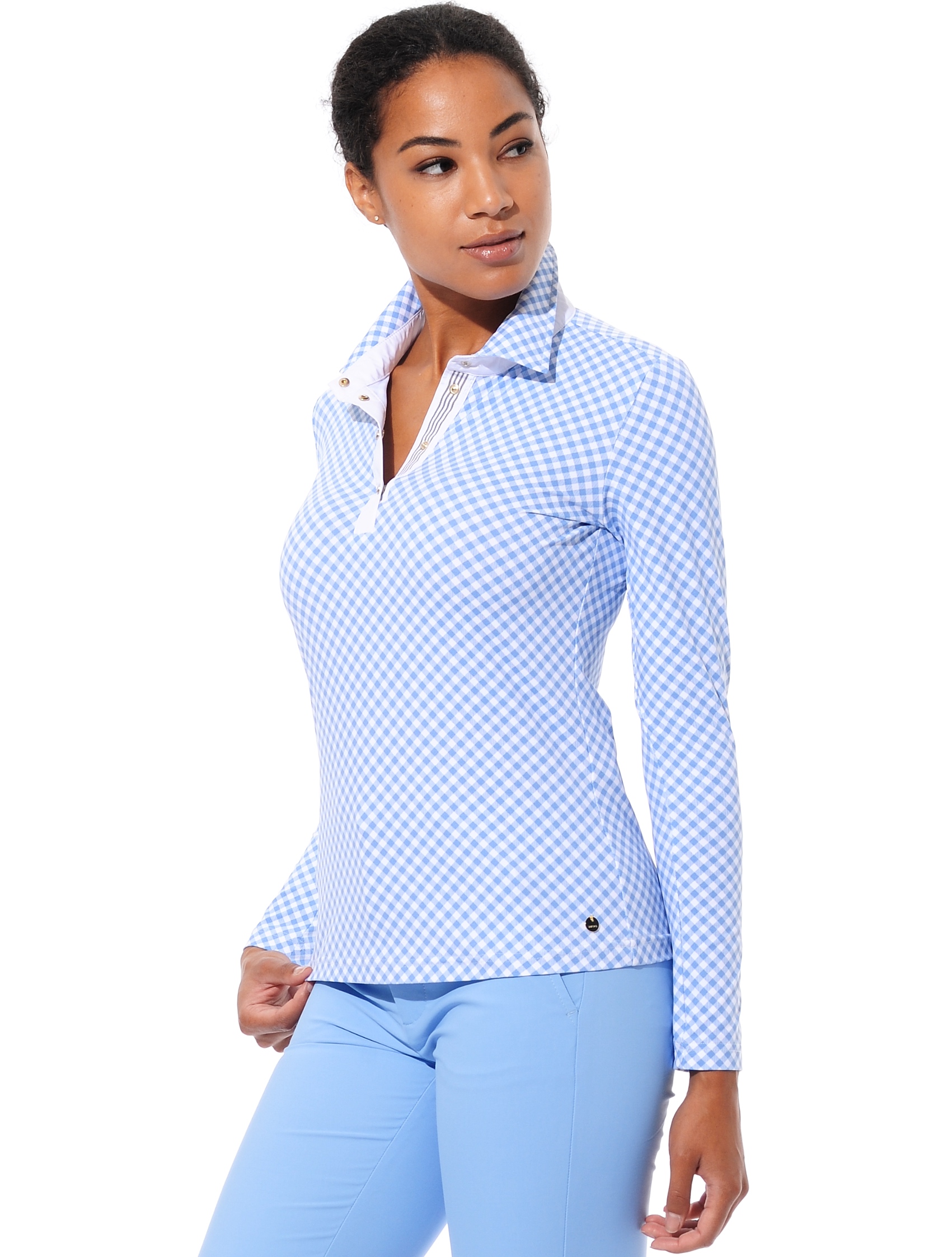 Vichy print polo shirt baby blue 