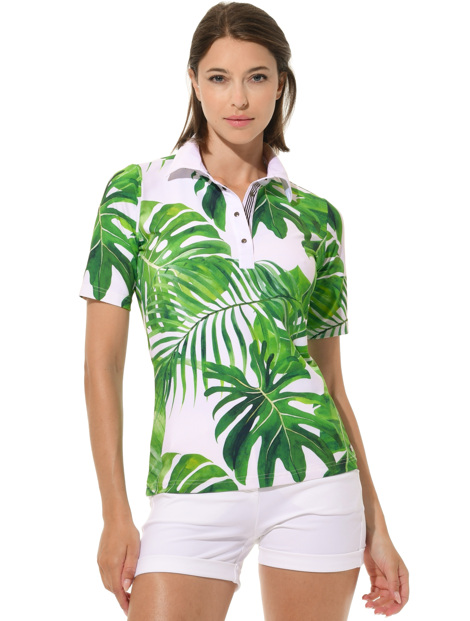 Monstera print golf polo shirt