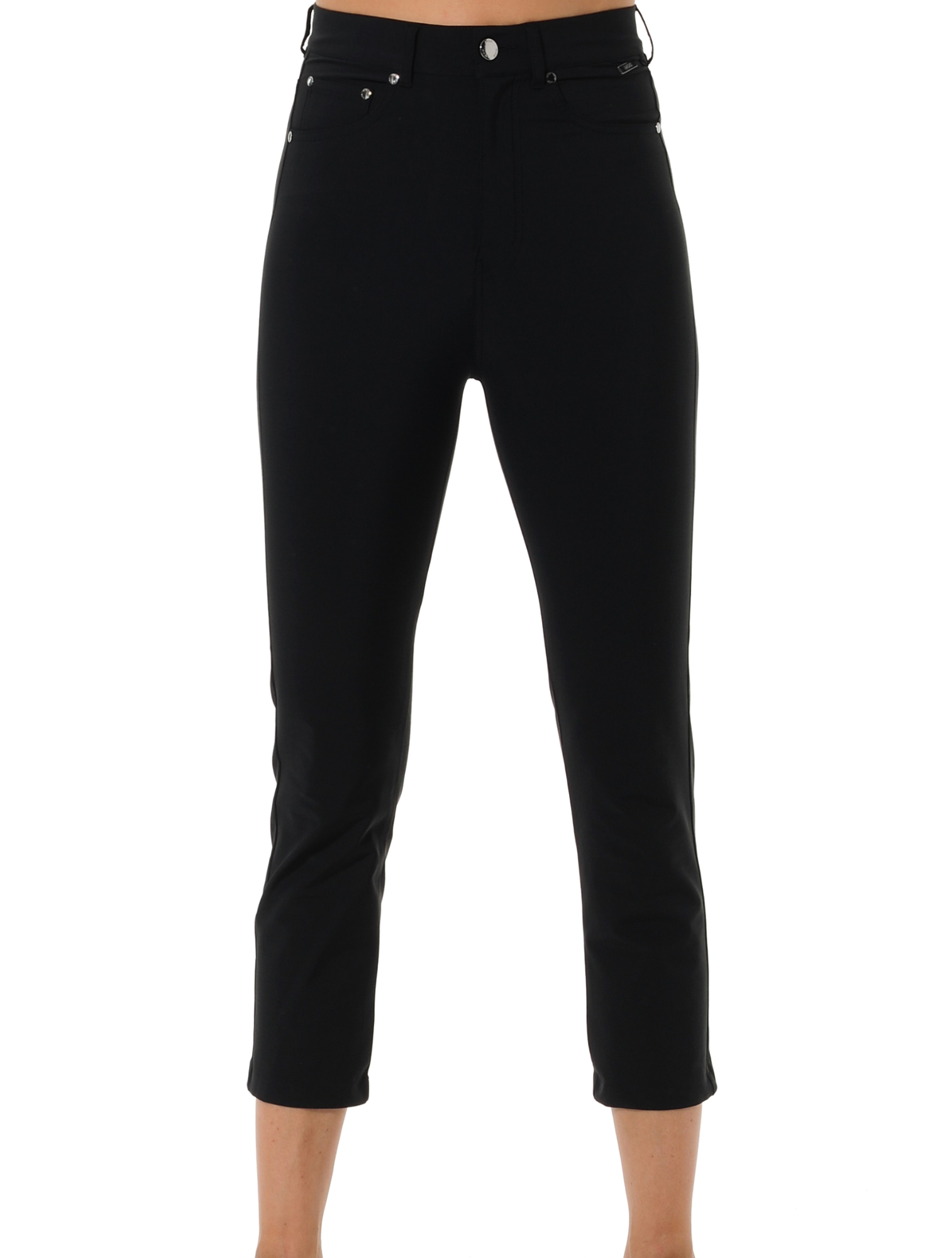 4way Stretch High Waist Cropped Pants black