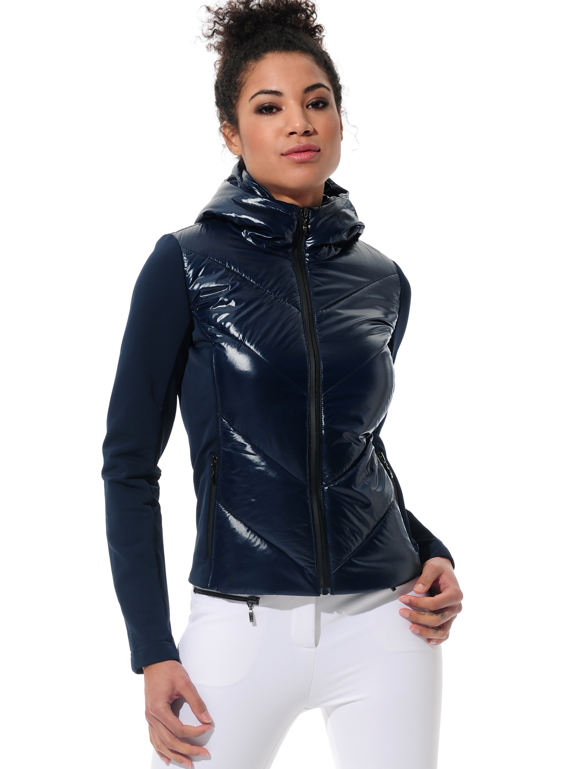 Power Stretch Shiny Kapuzenjacke navy