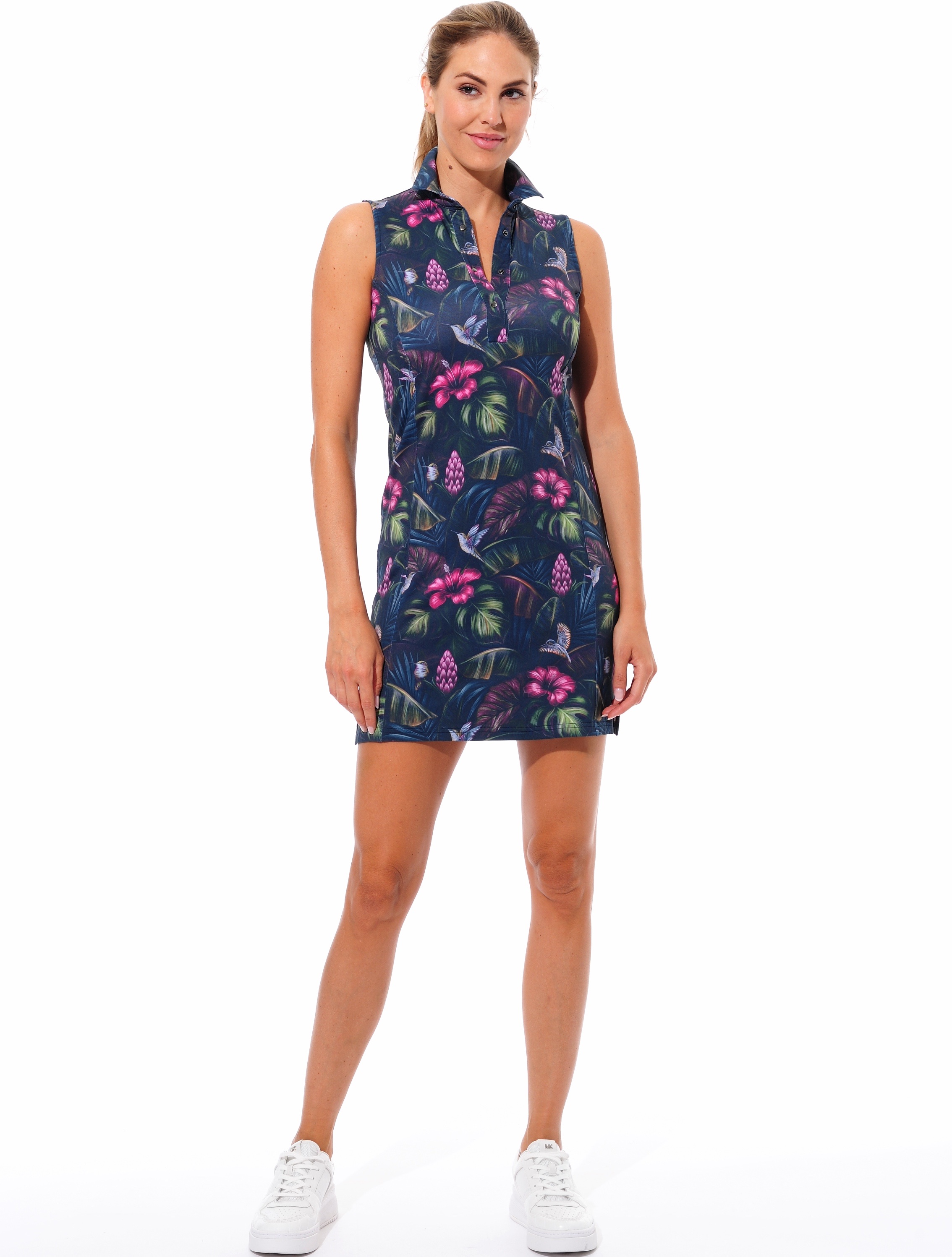 Jungle print polo dress 