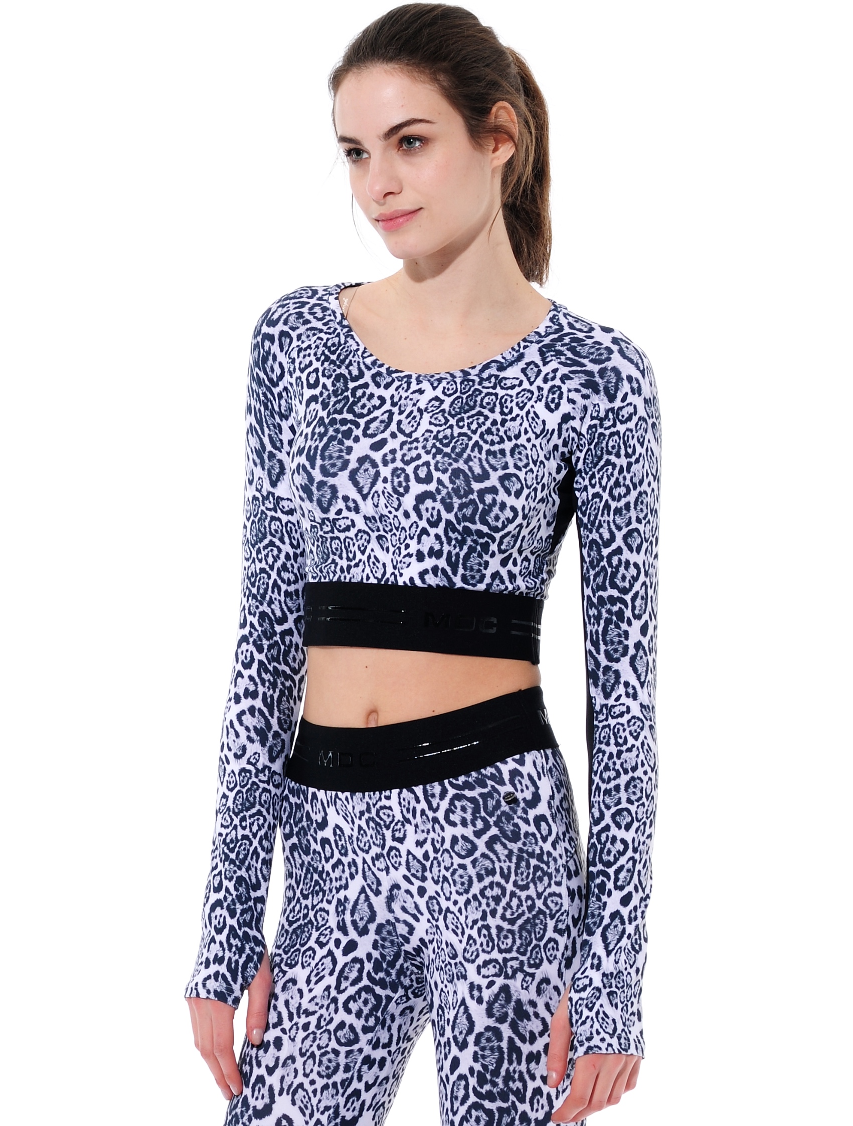 Leo print crop top grey 