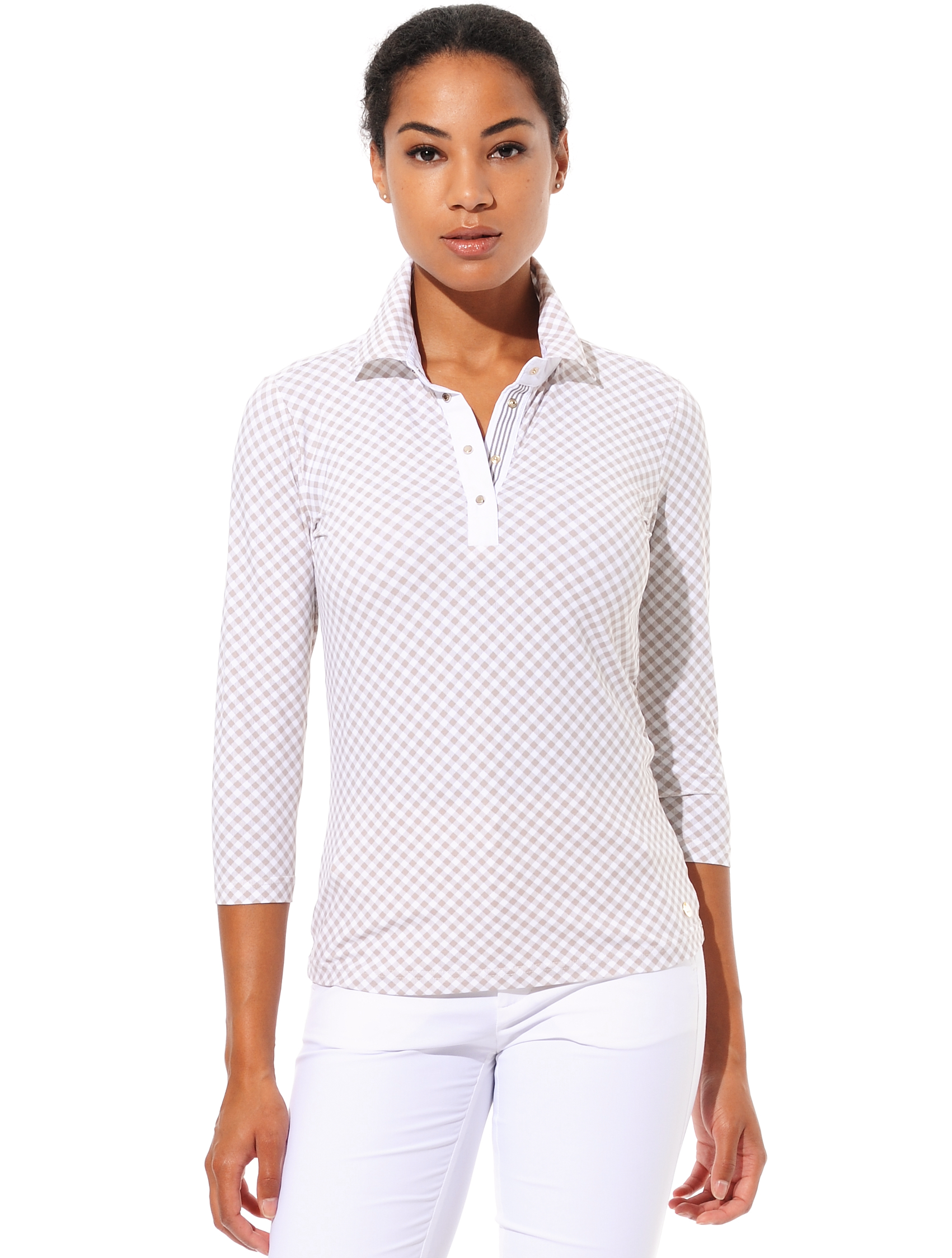 Vichy Print Polo light taupe