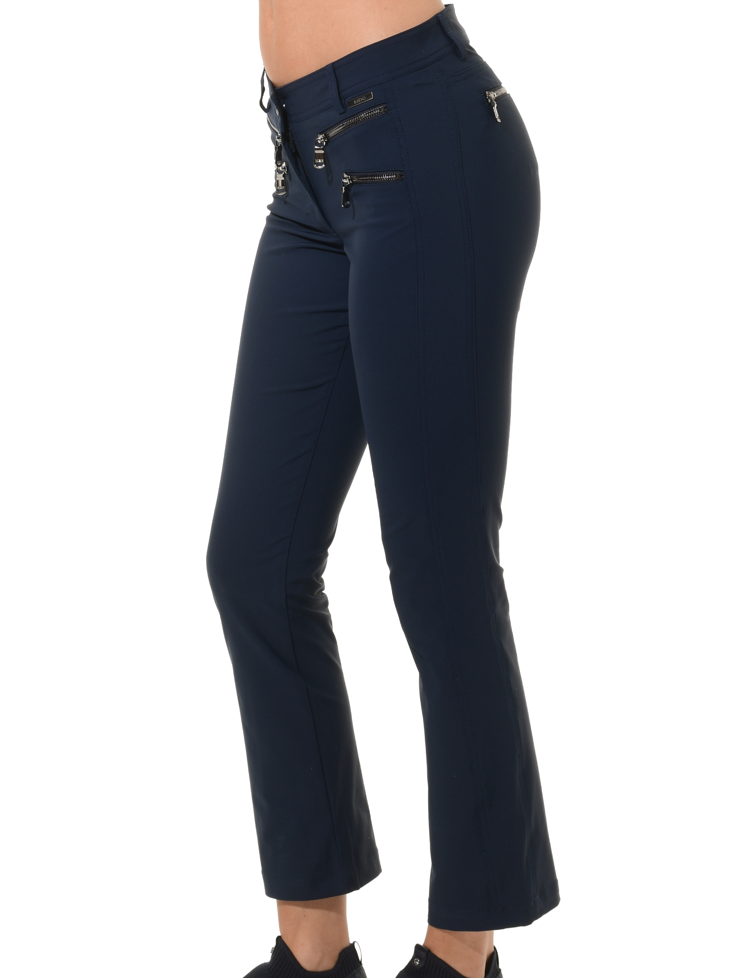 4way Stretch Double Zip Flared Ankle Pants navy