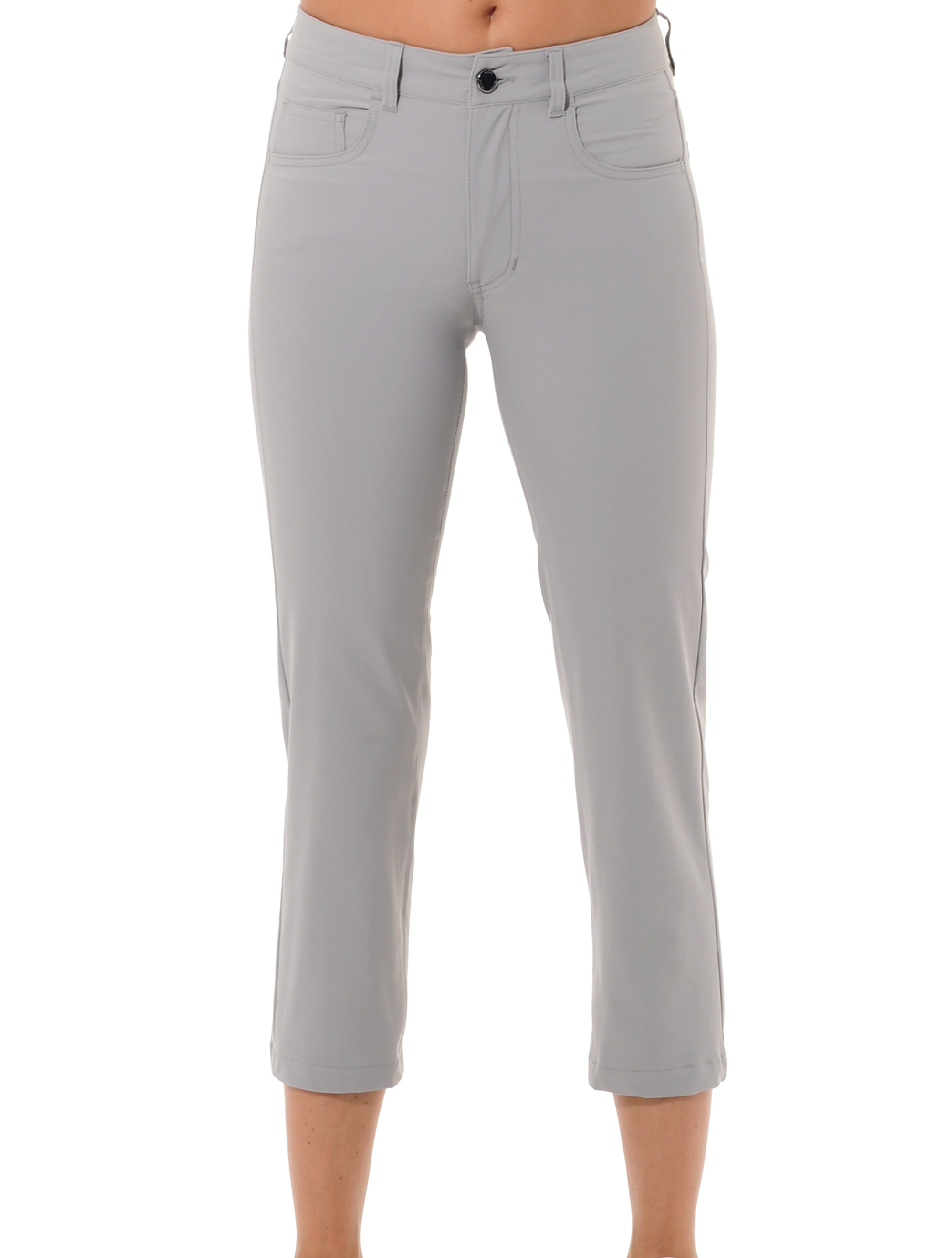 4way stretch cropped straight cut pants grey 