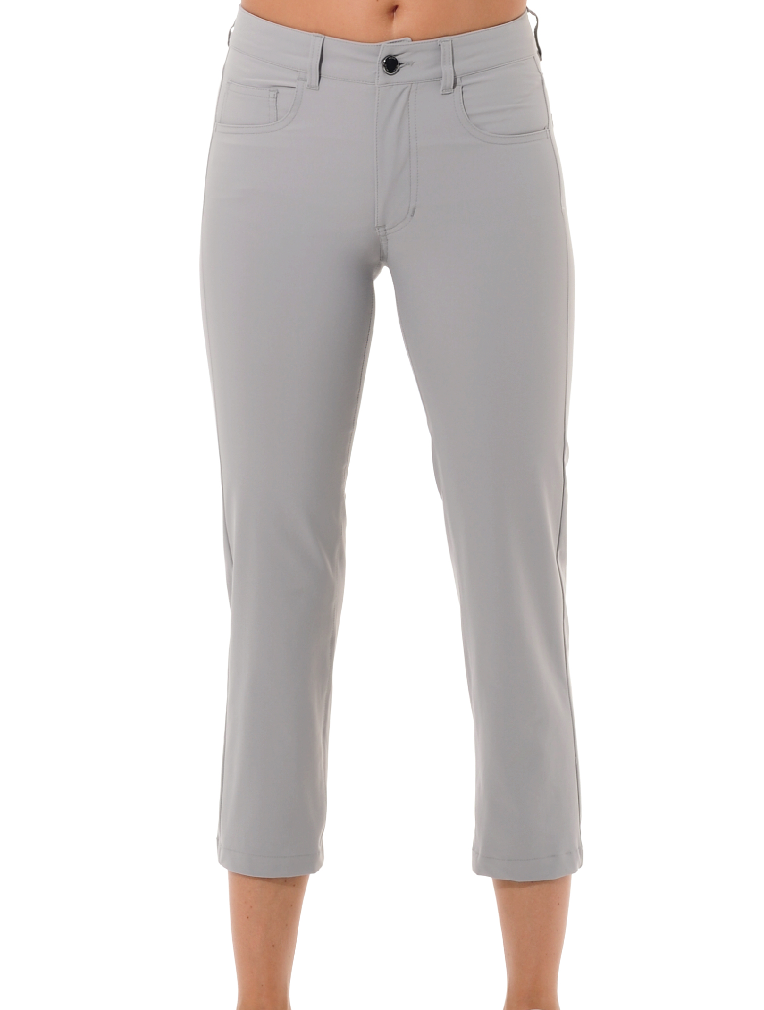 4way Stretch Cropped Straight Cut Pants grey