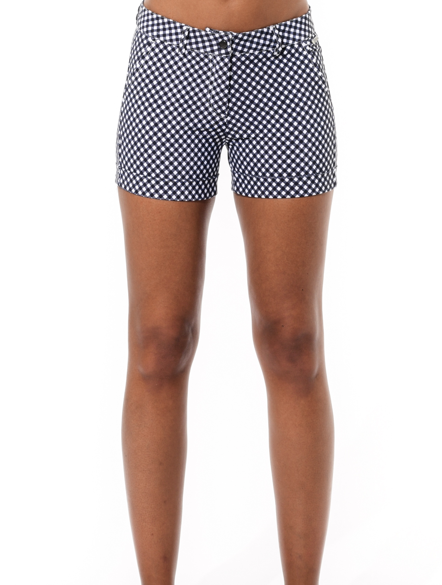 Vichy print short shorts black/white 