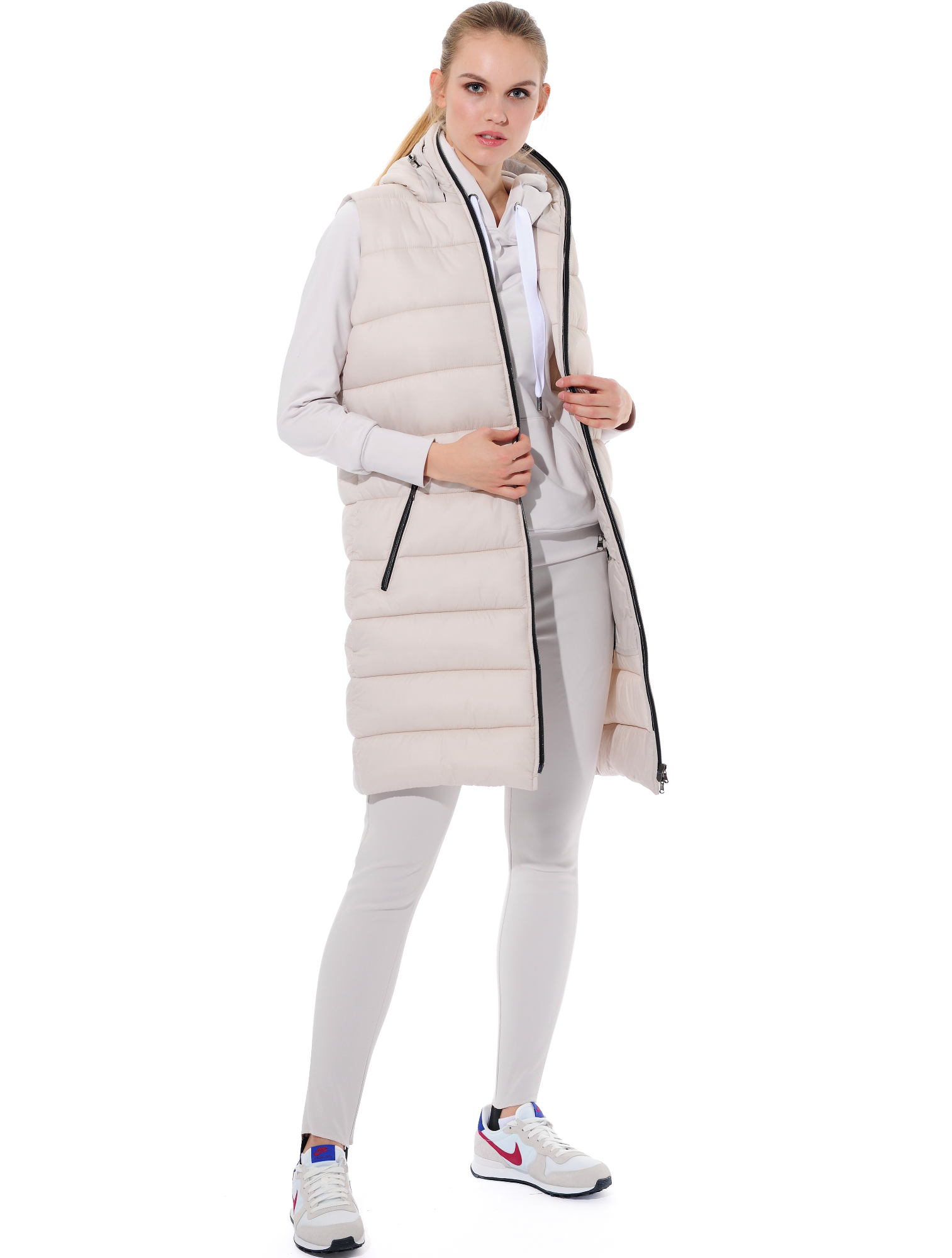 Puffer Long Vest linen