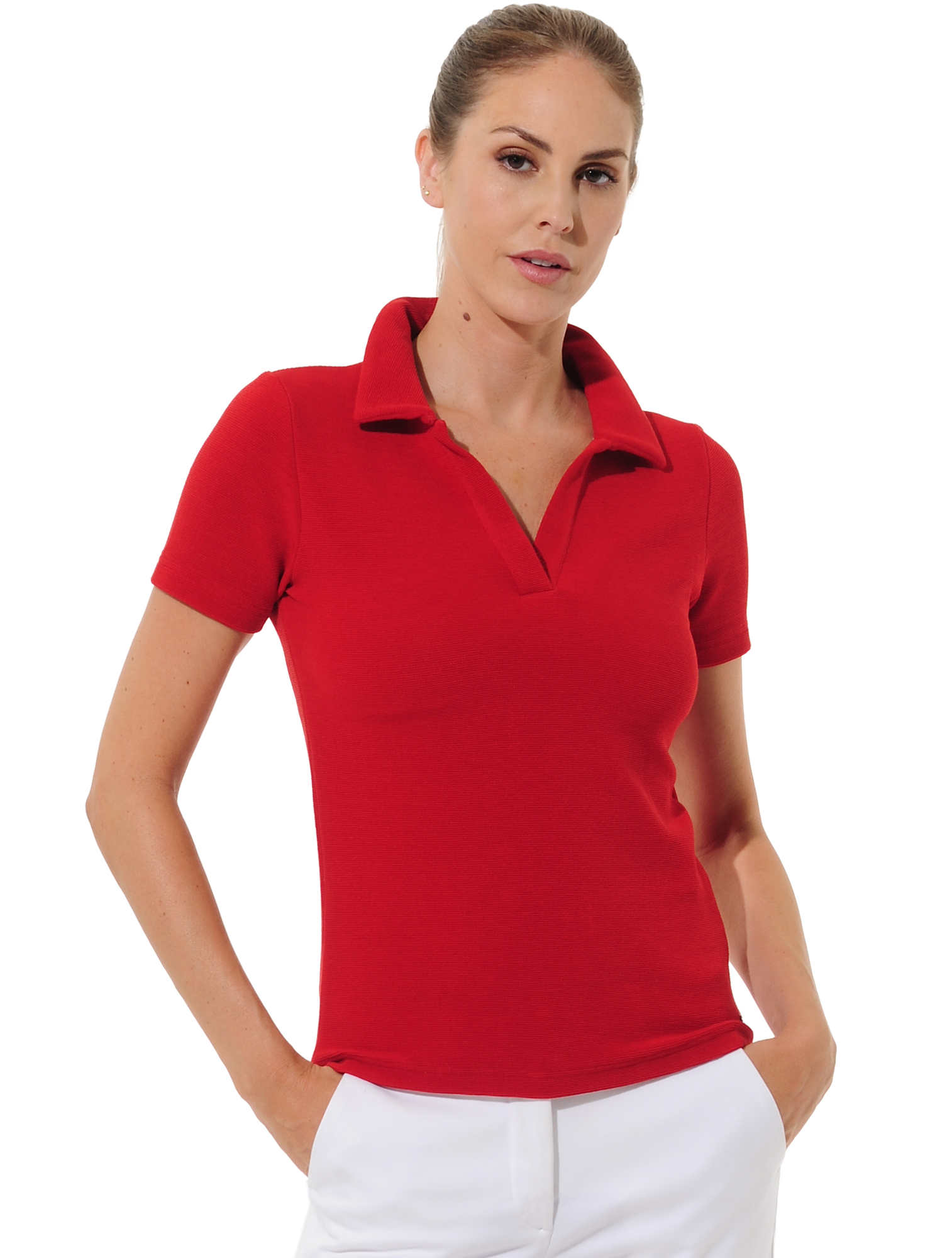 Towelling golf polo shirt red 