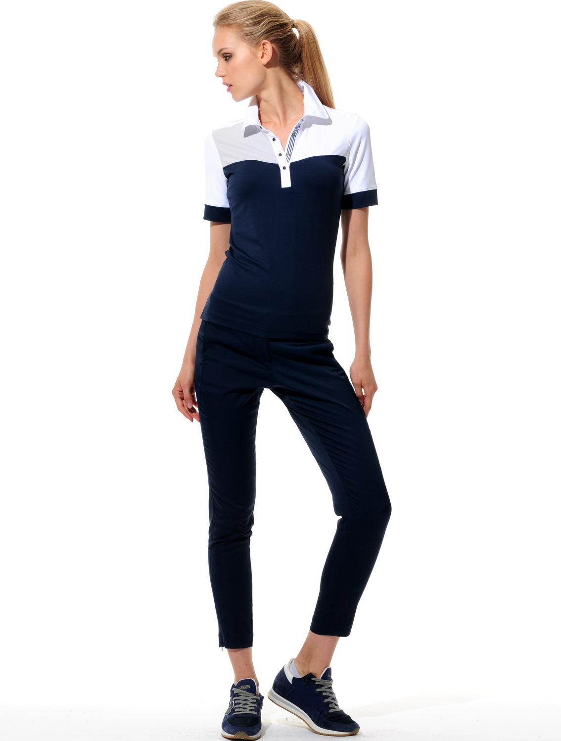 Shiny Stretch Slacks navy