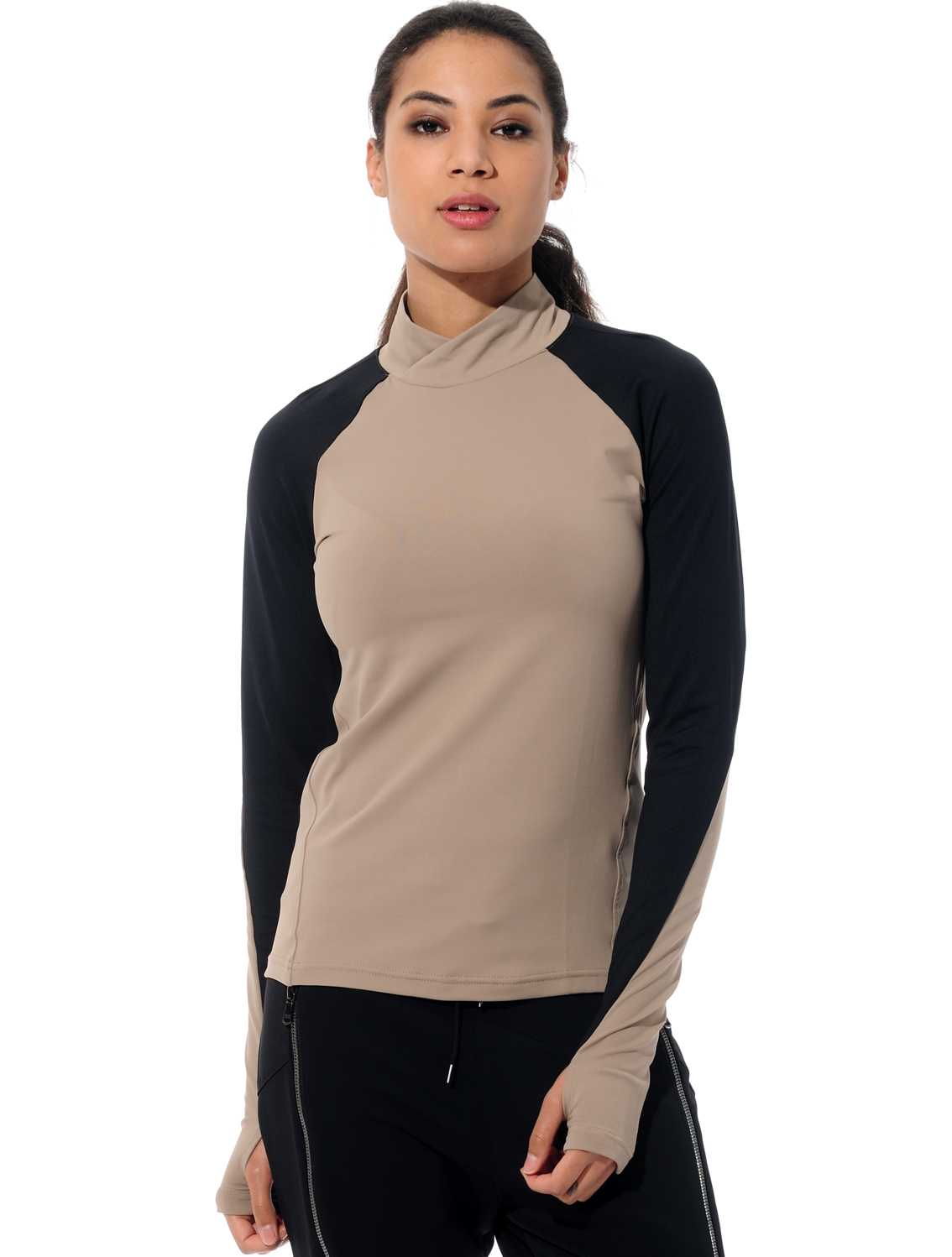 Meryl Longsleeve taupe/black