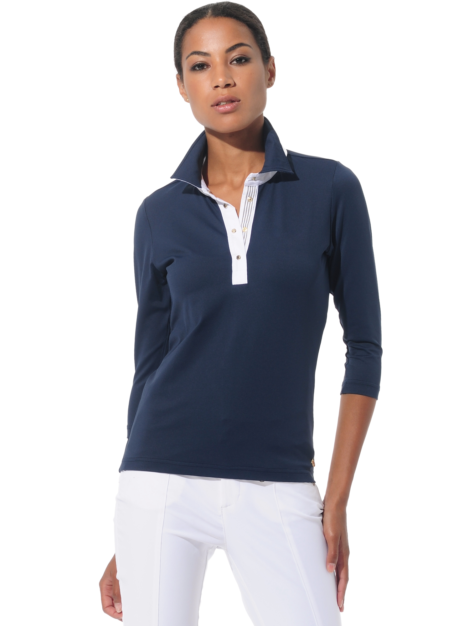 Jersey golf polo shirt navy/white