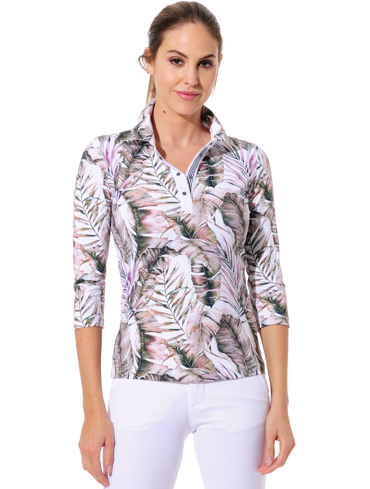 Fern print golf polo shirt jade 