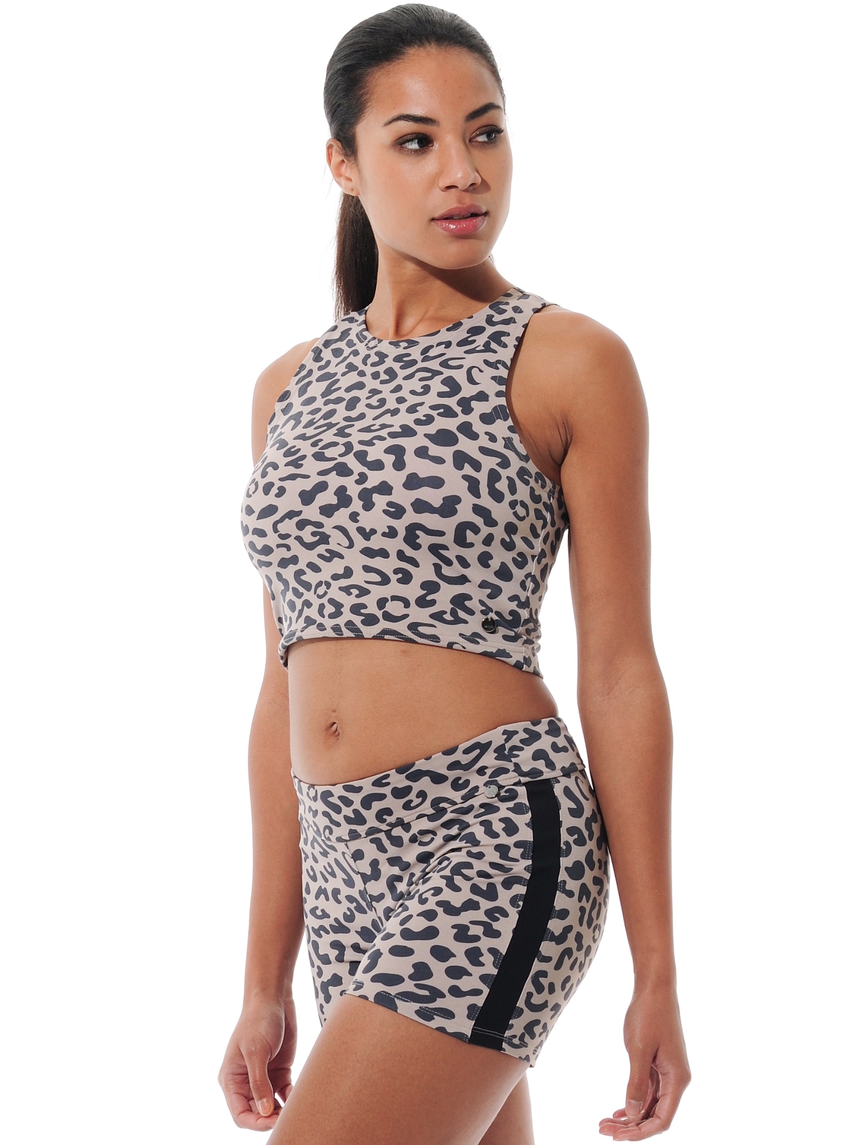 Jaguar print crop top taupe/black 