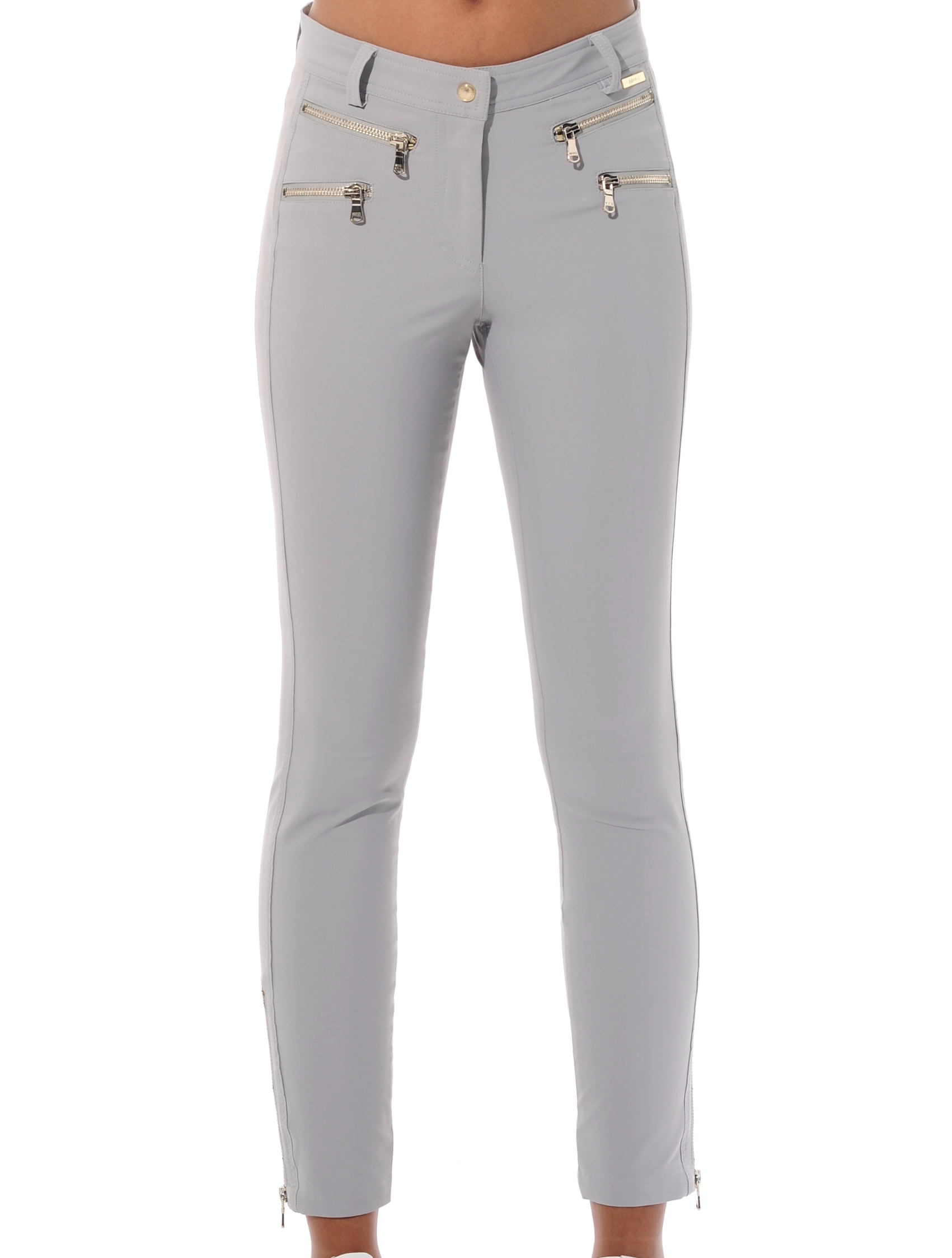 4way stretch double zip ankle pants grey 