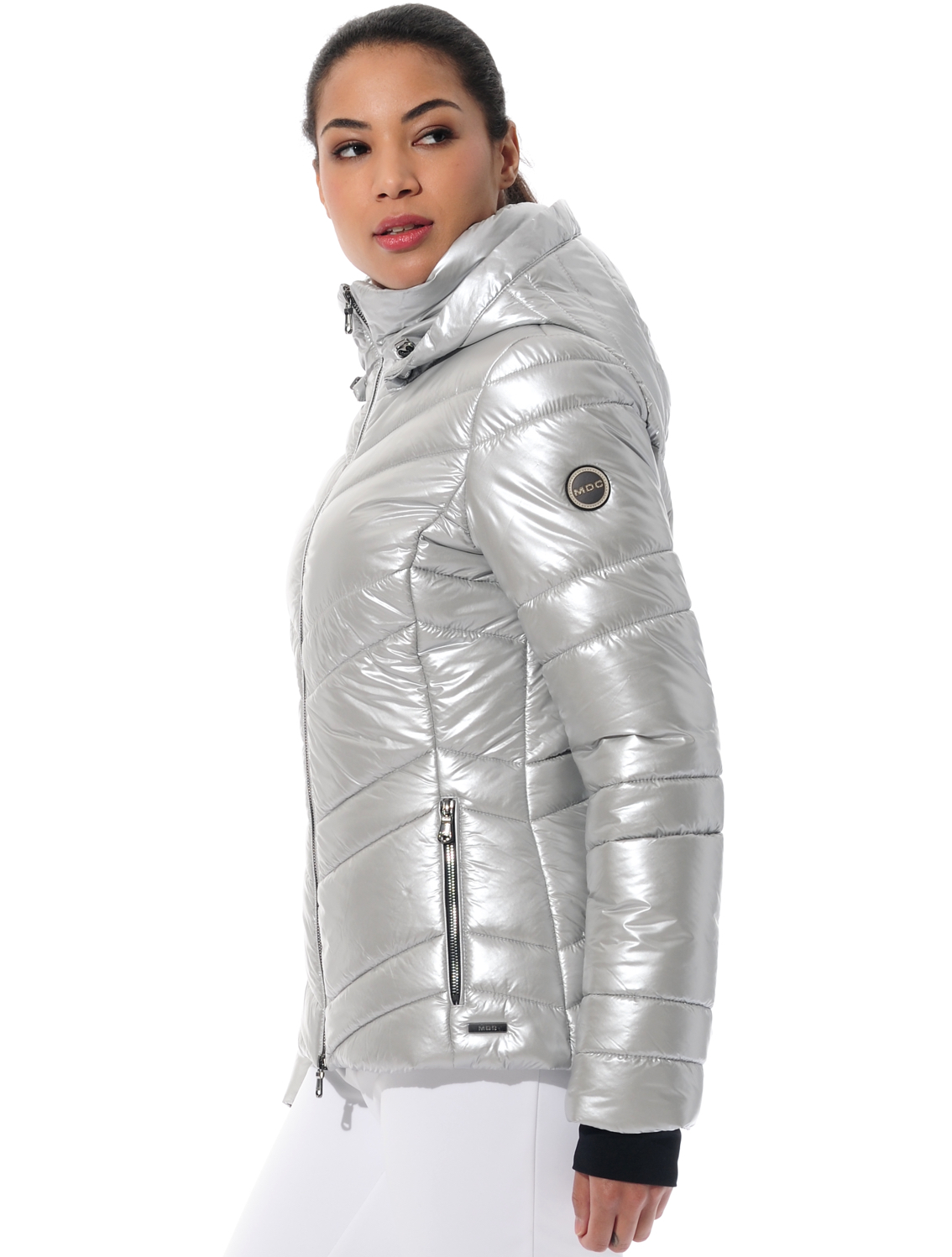 shiny ski jacket silver 