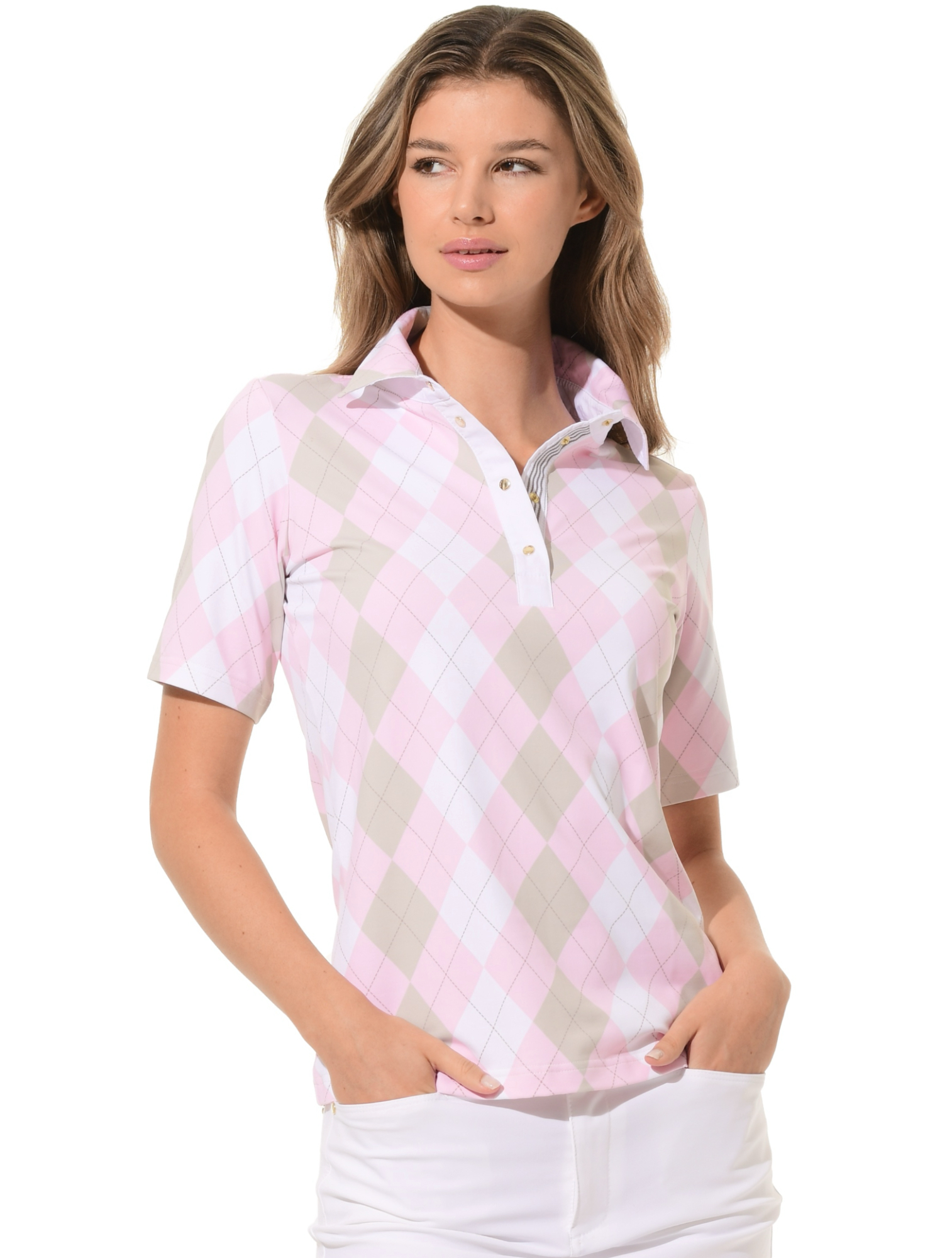 Argyle Print Golf Poloshirt macaron