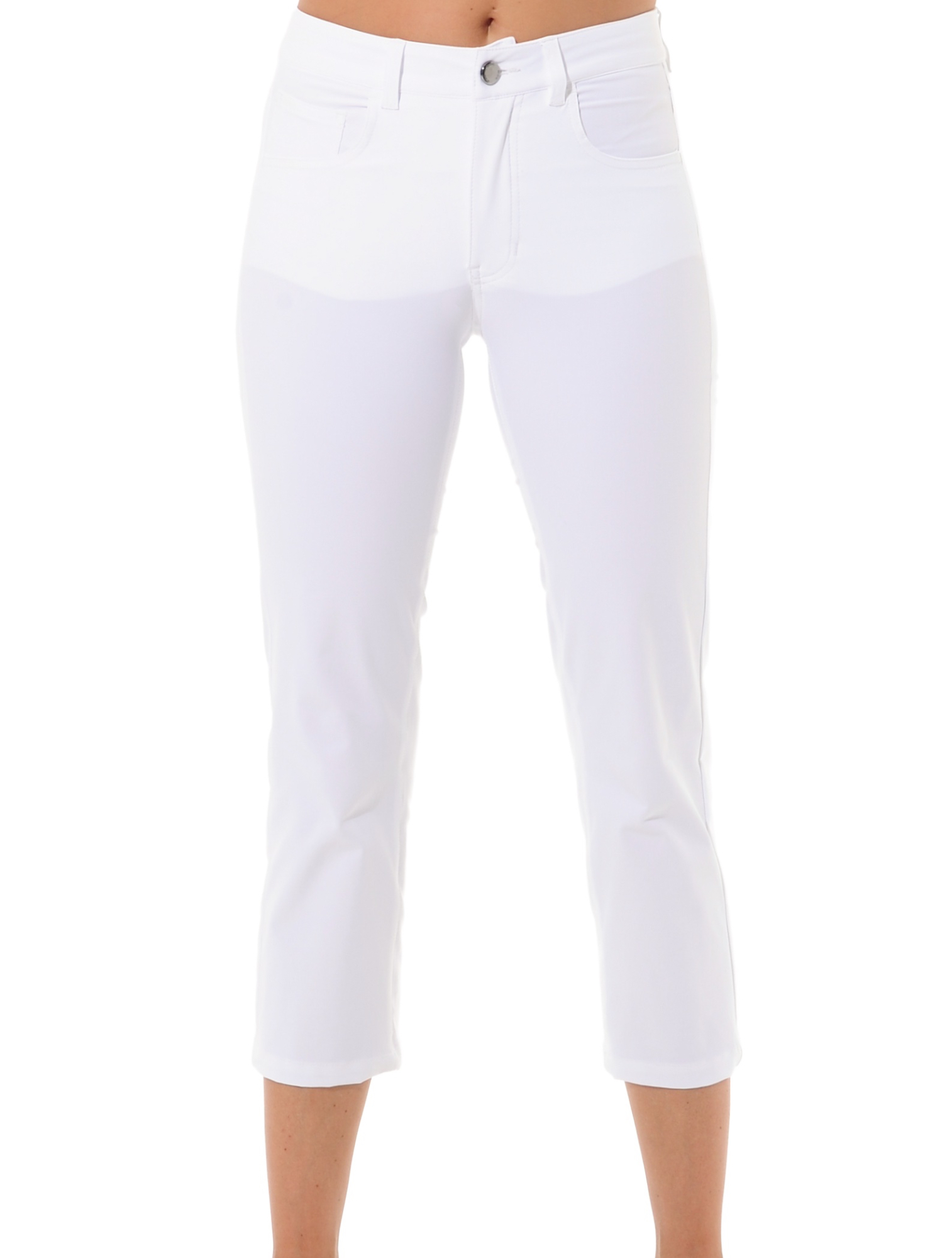4way stretch cropped straight cut pants white 