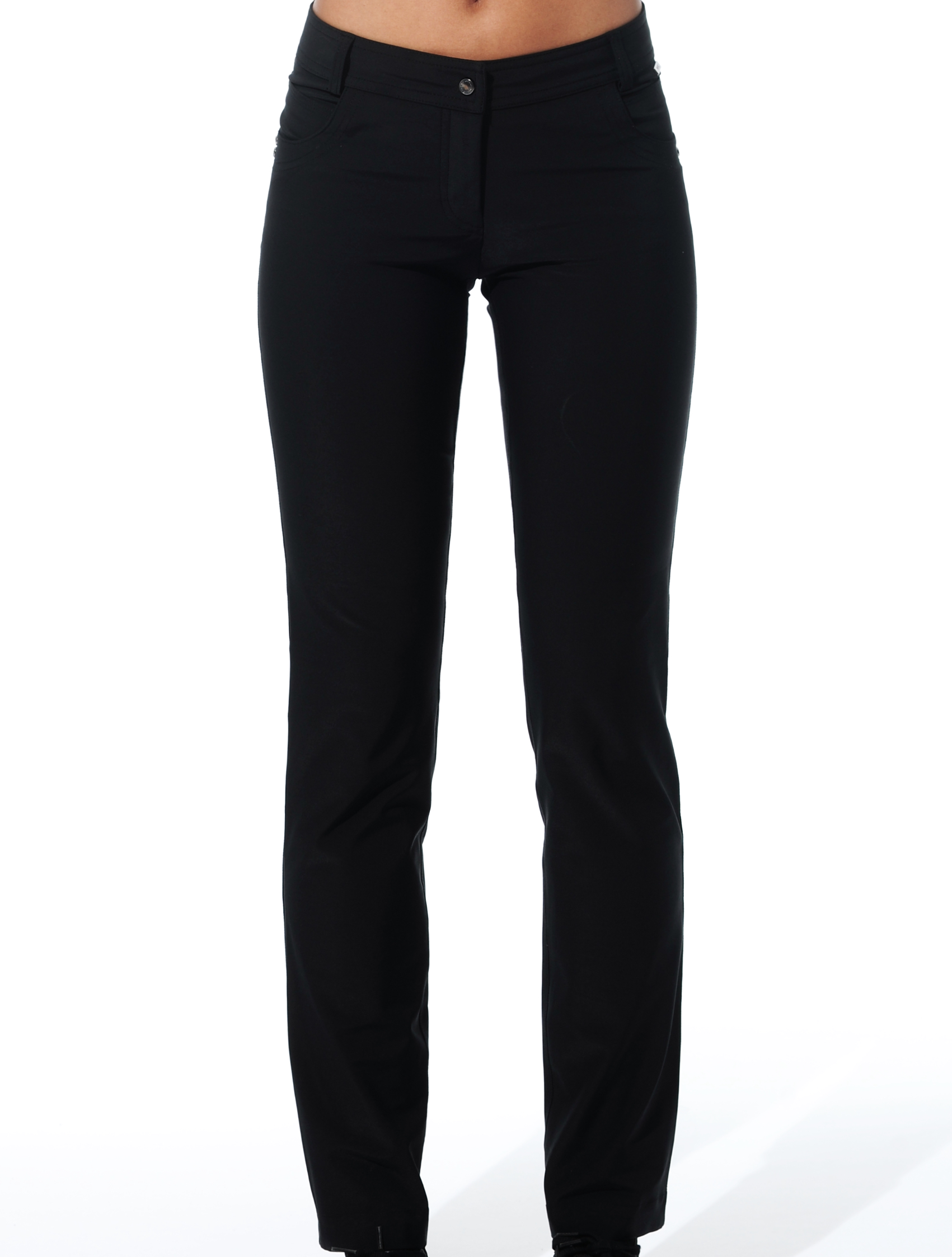 4way stretch straight cut pants black 